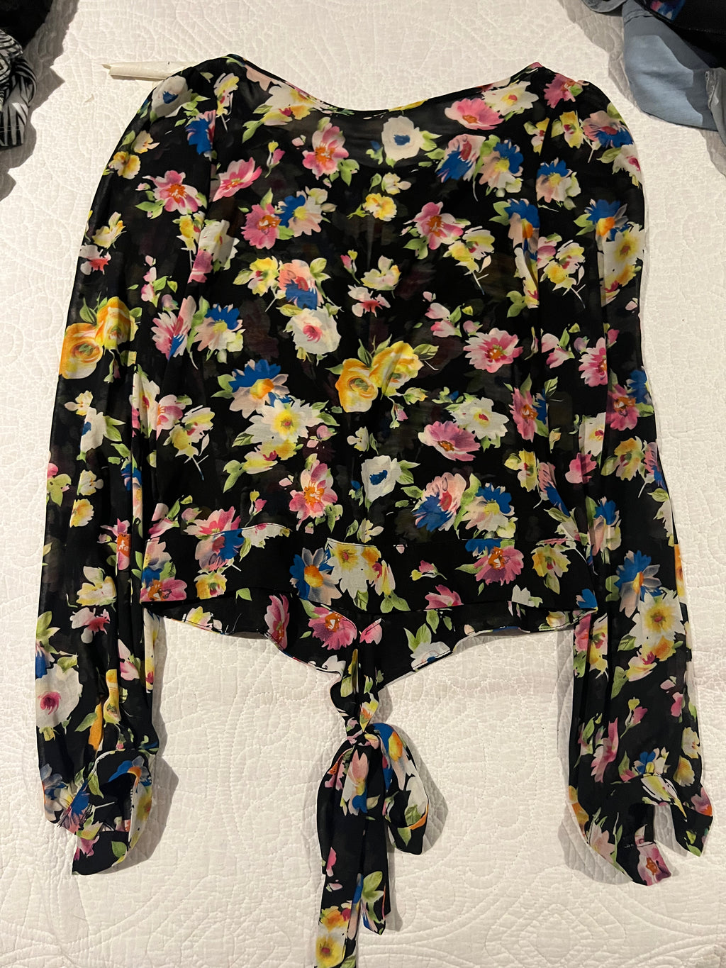 long sleeve flower print top