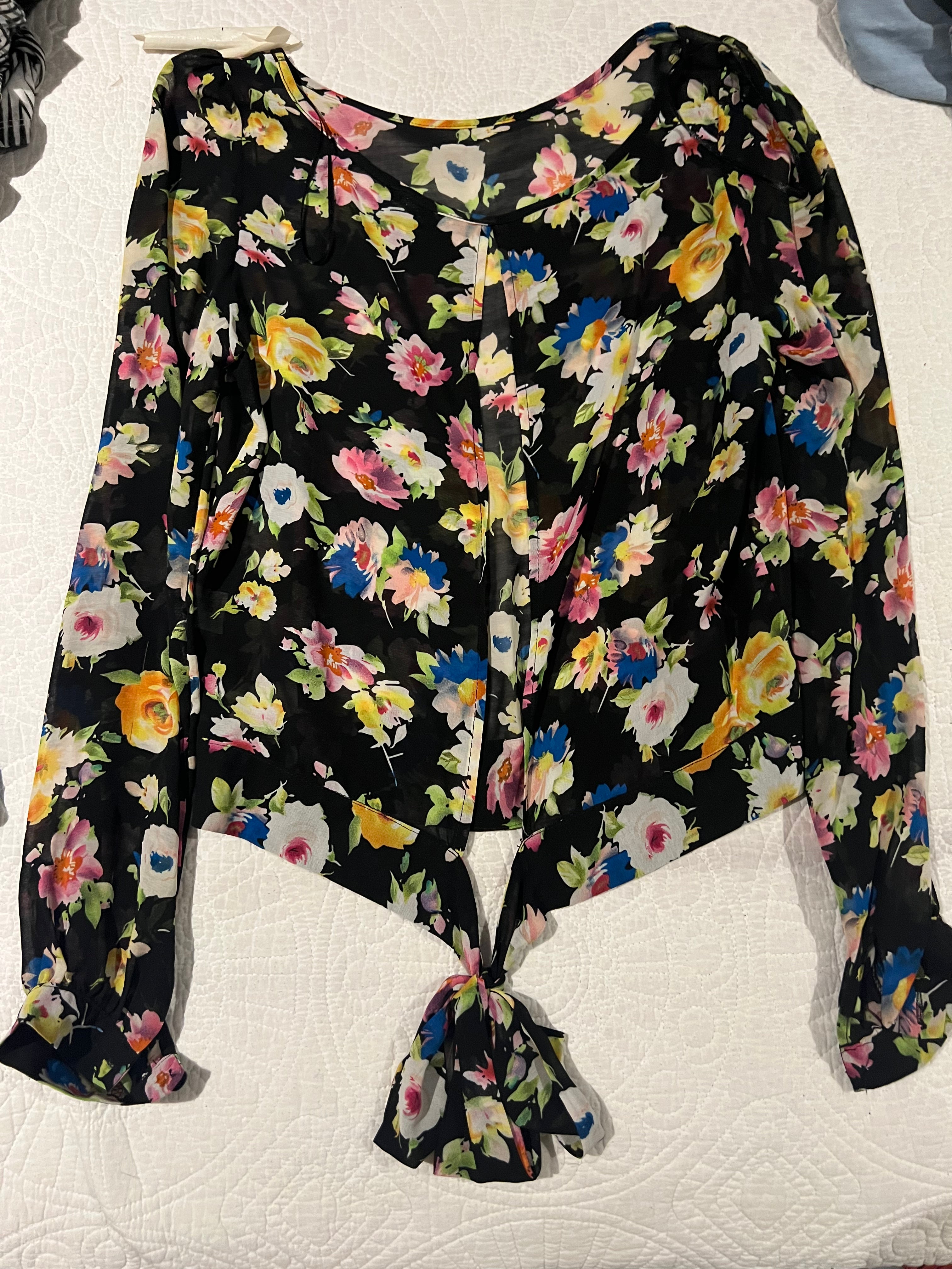 long sleeve flower print top