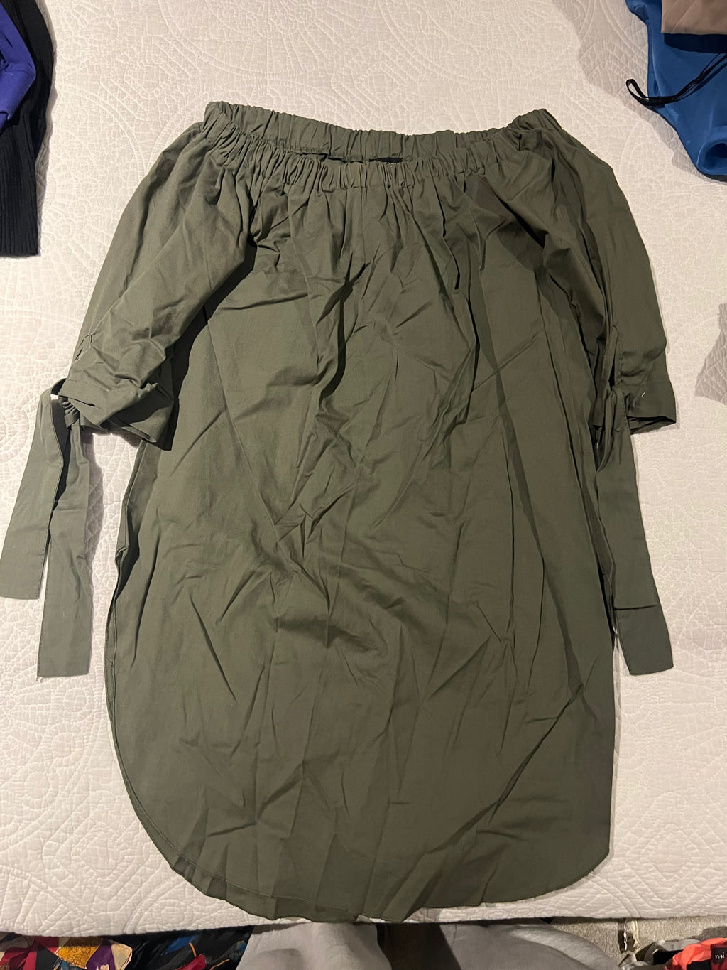 Green off shoulder dress