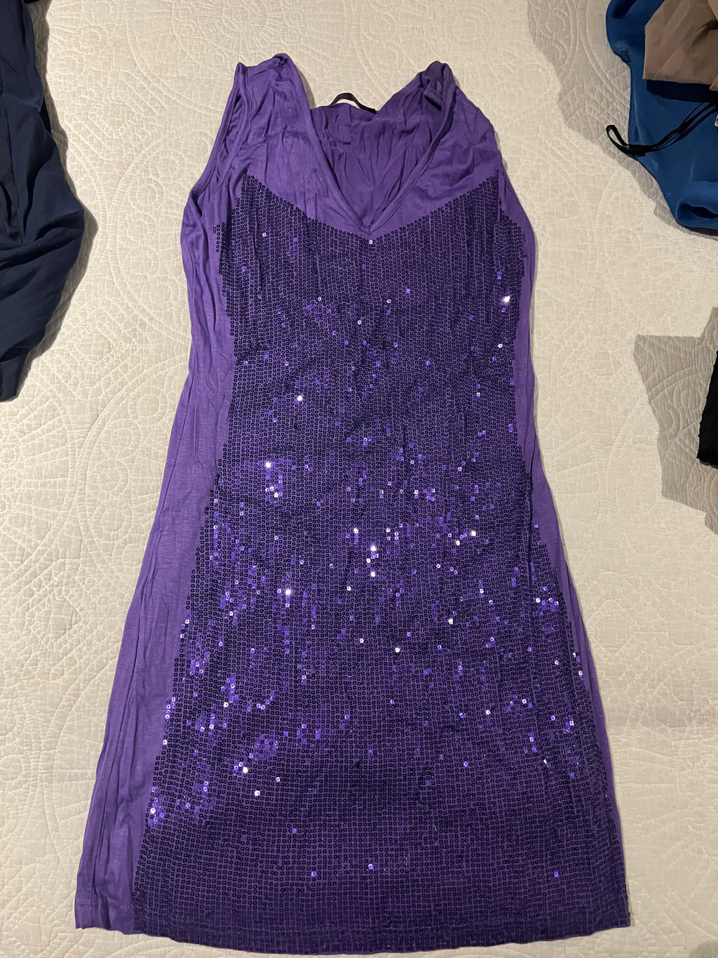 Purple sequence mini dress