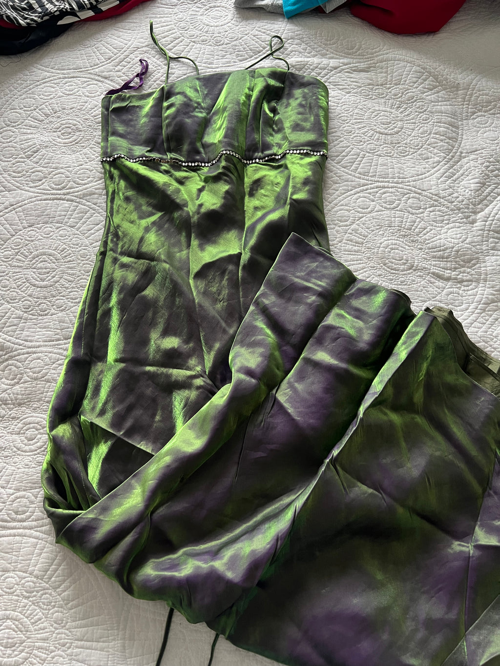 Green/purple maxi dress