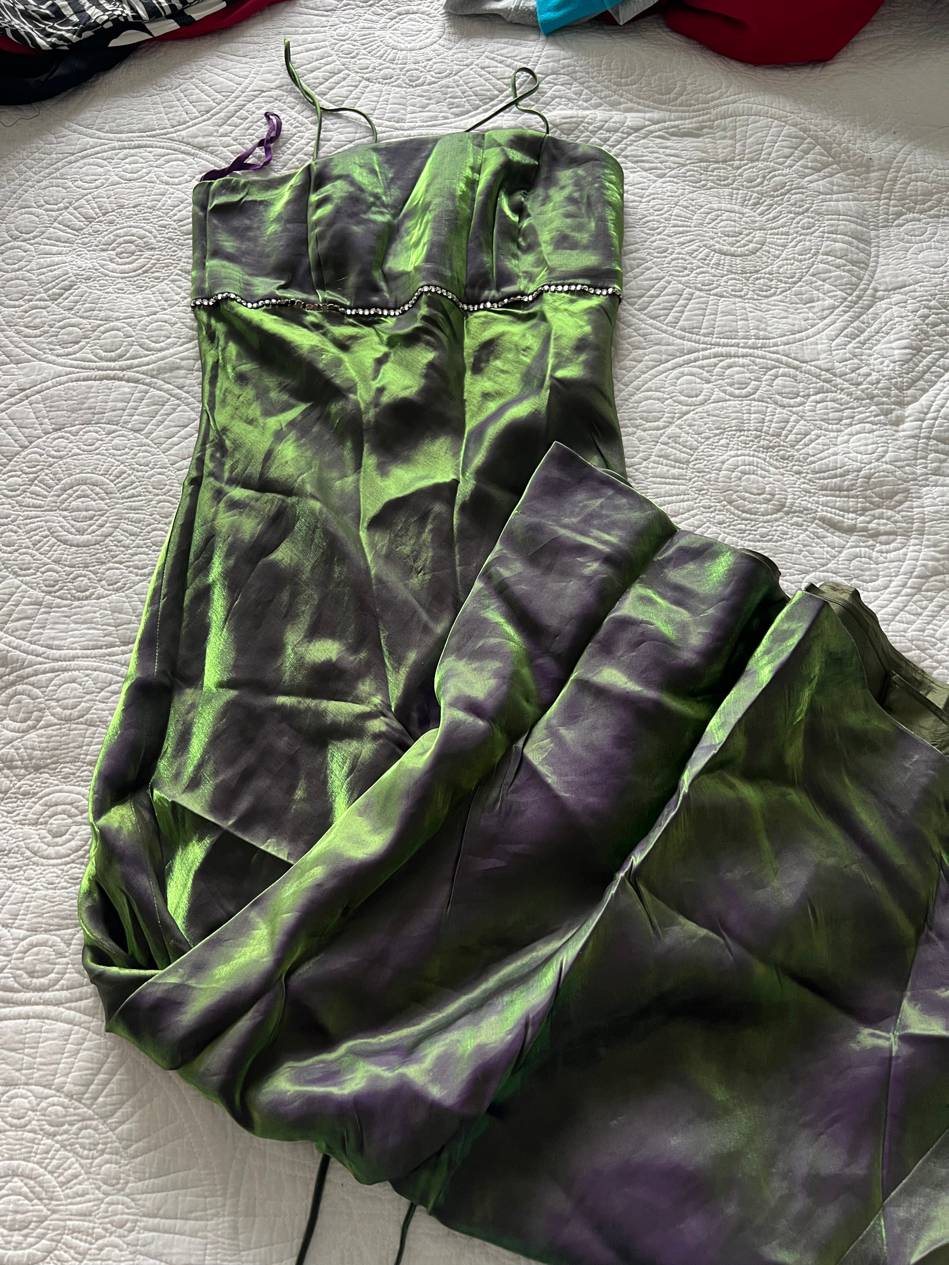 Green/purple maxi dress