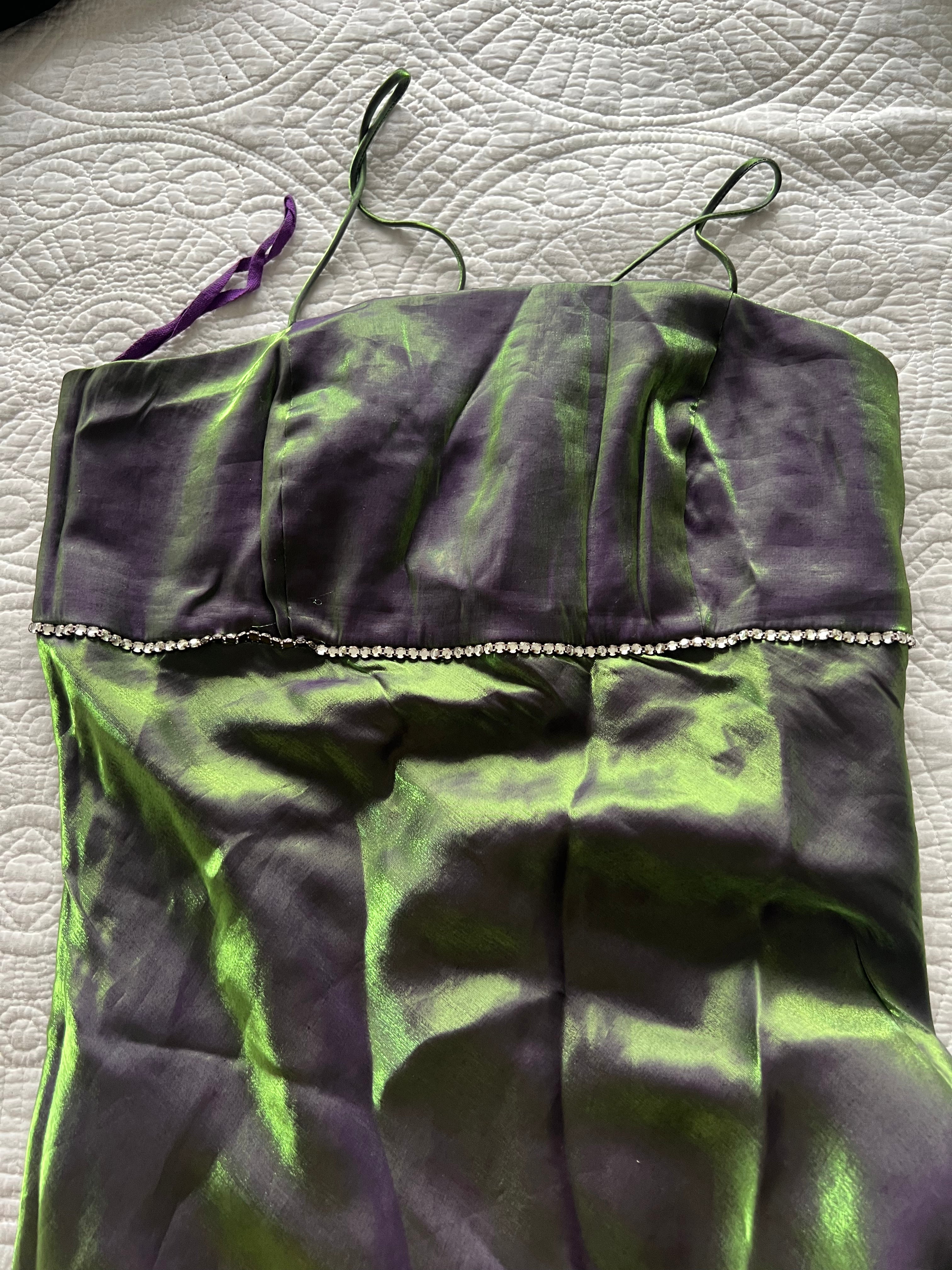 Green/purple maxi dress