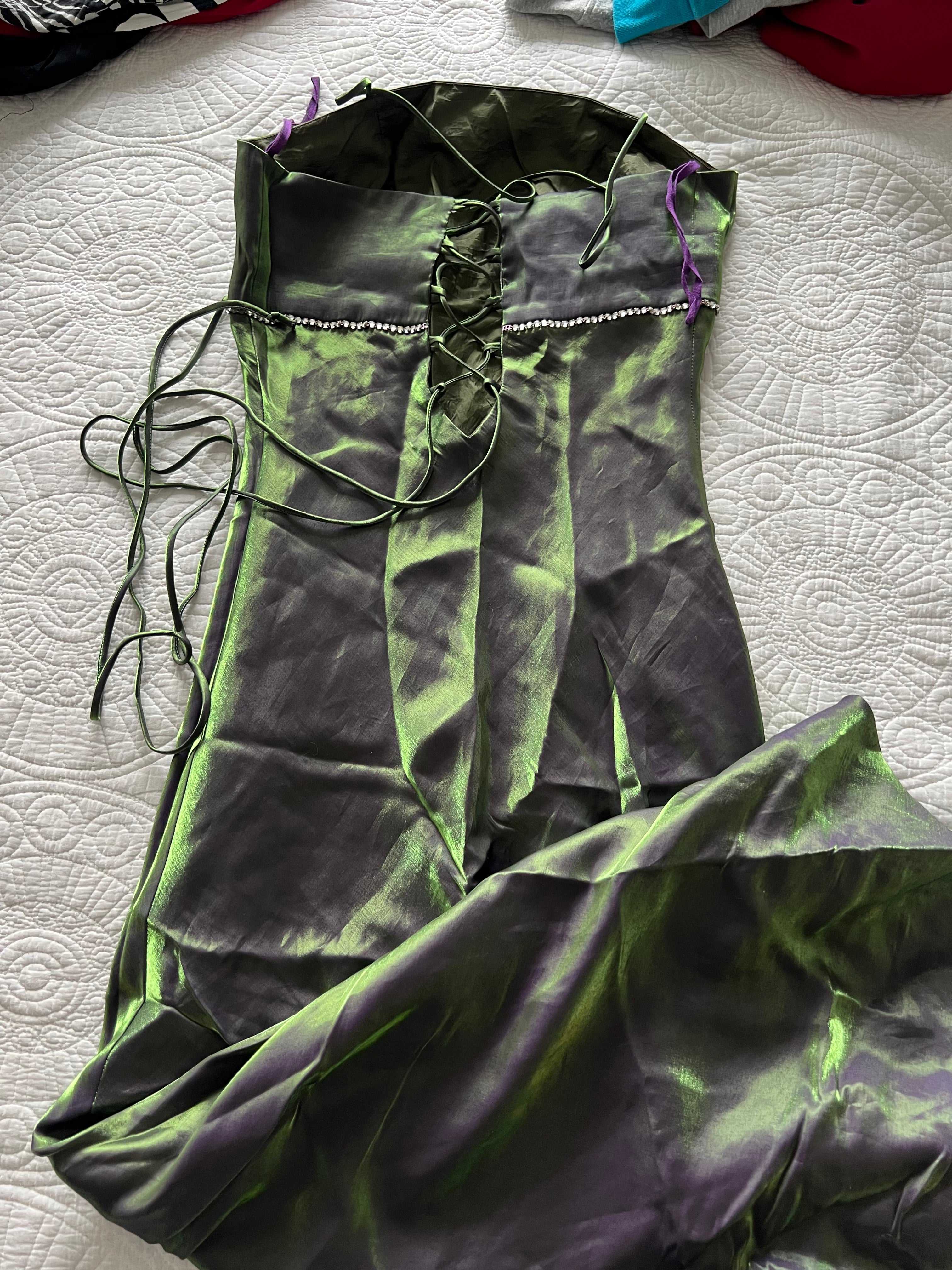 Green/purple maxi dress