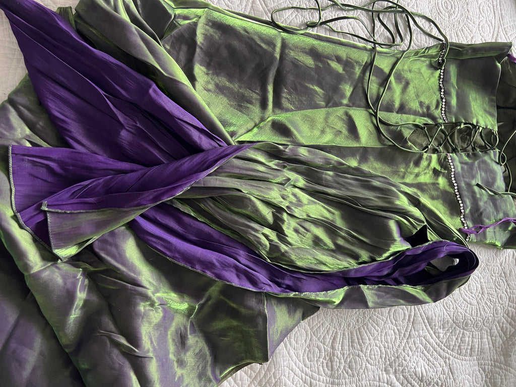 Green/purple maxi dress