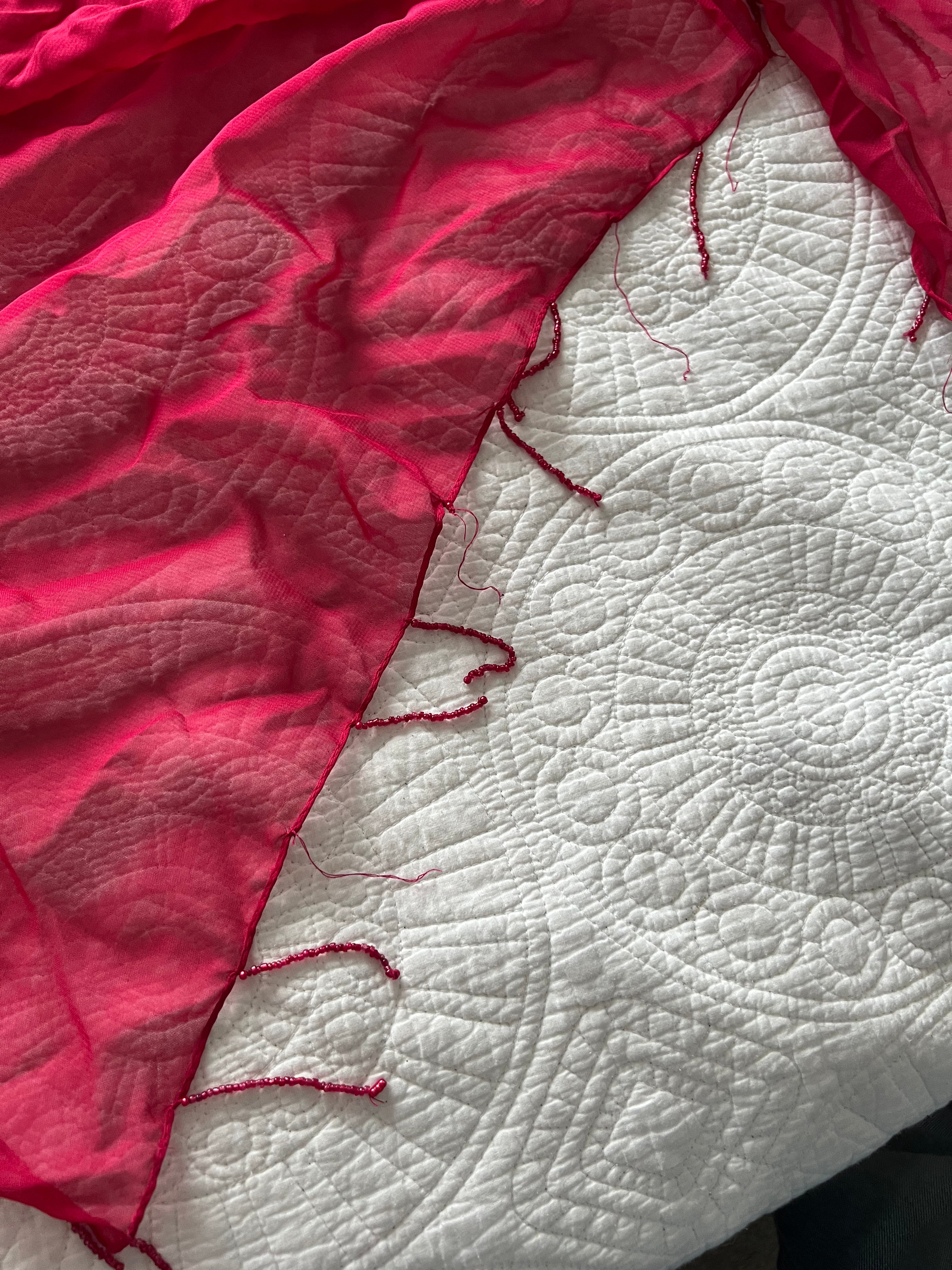 Pink sheer scarf
