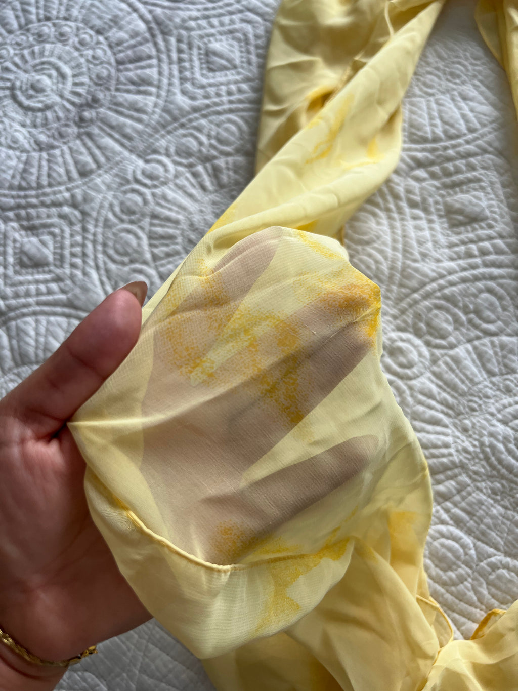 Yellow sheer scarf