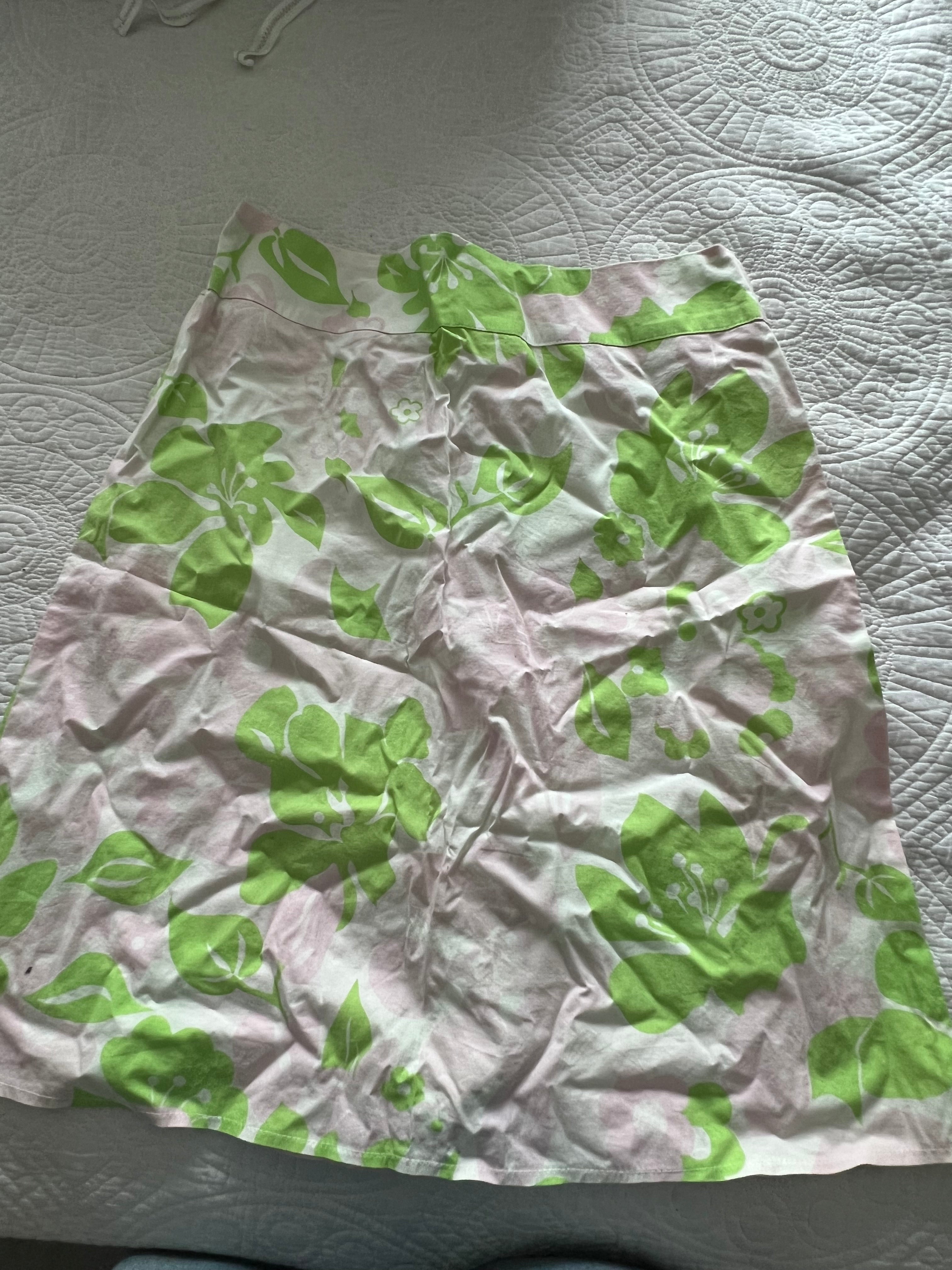 Green/cream midi skirt