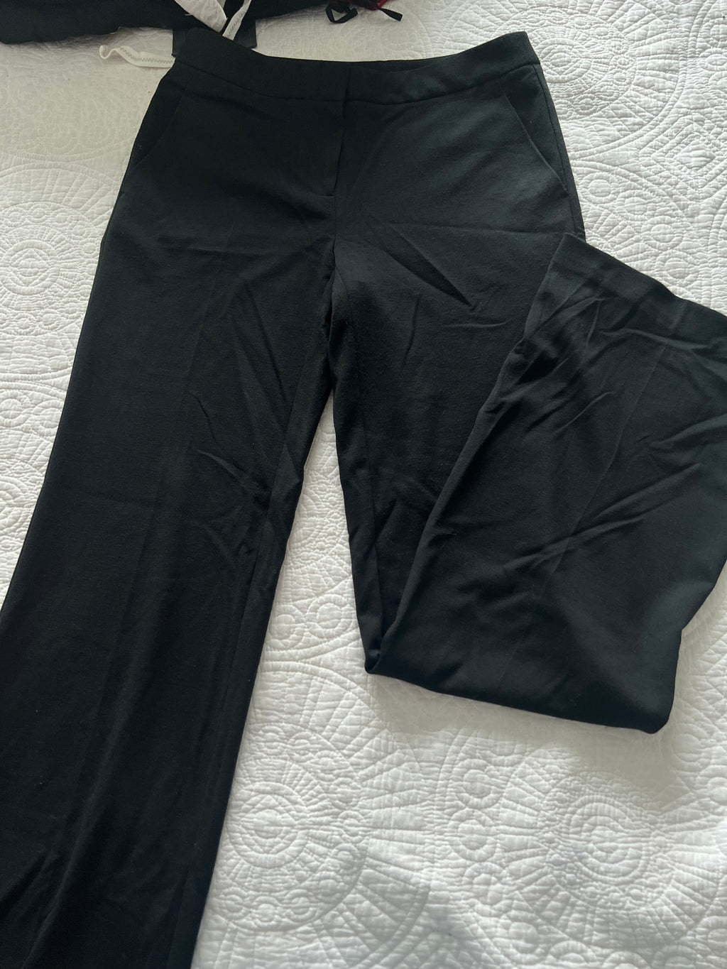 Black straight leg trousers