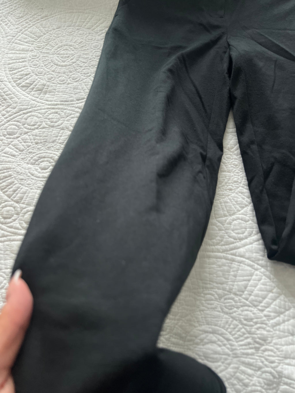 Black straight leg trousers