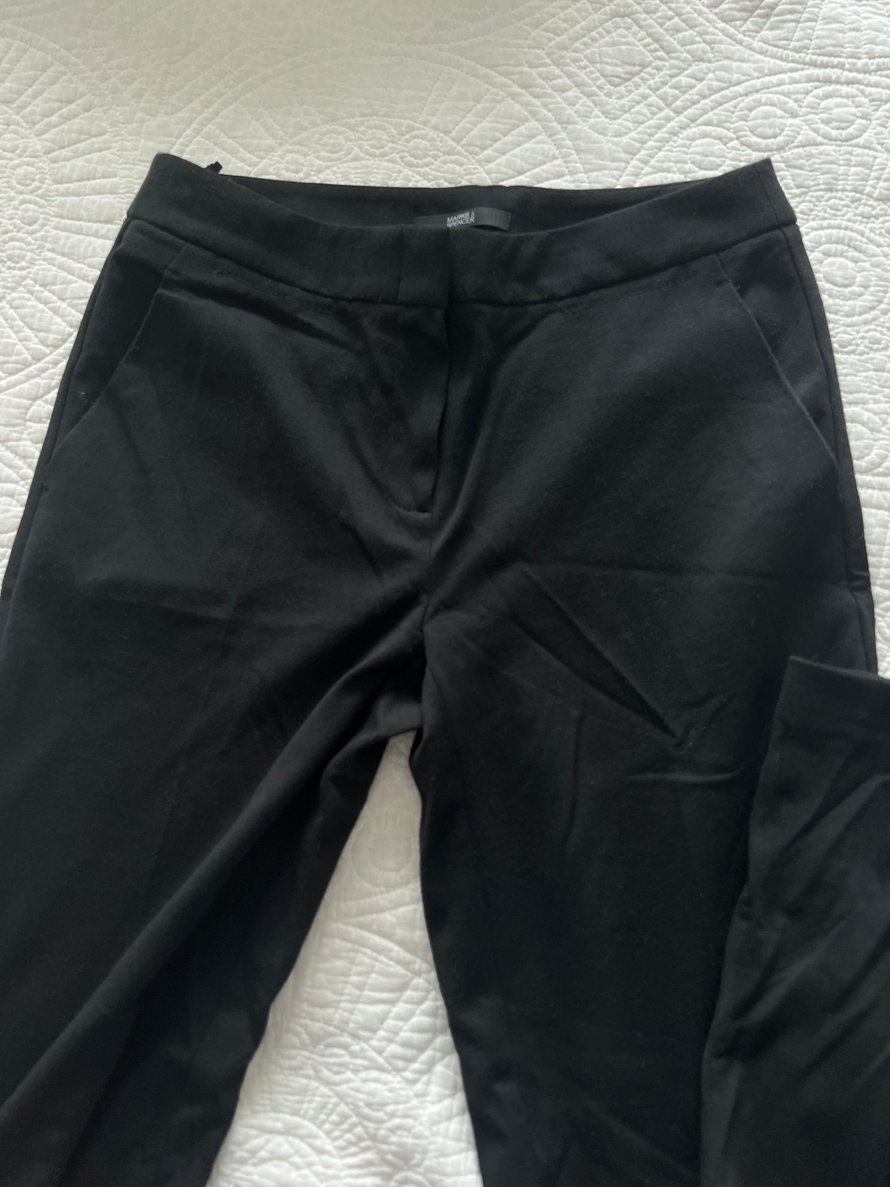 Black straight leg trousers