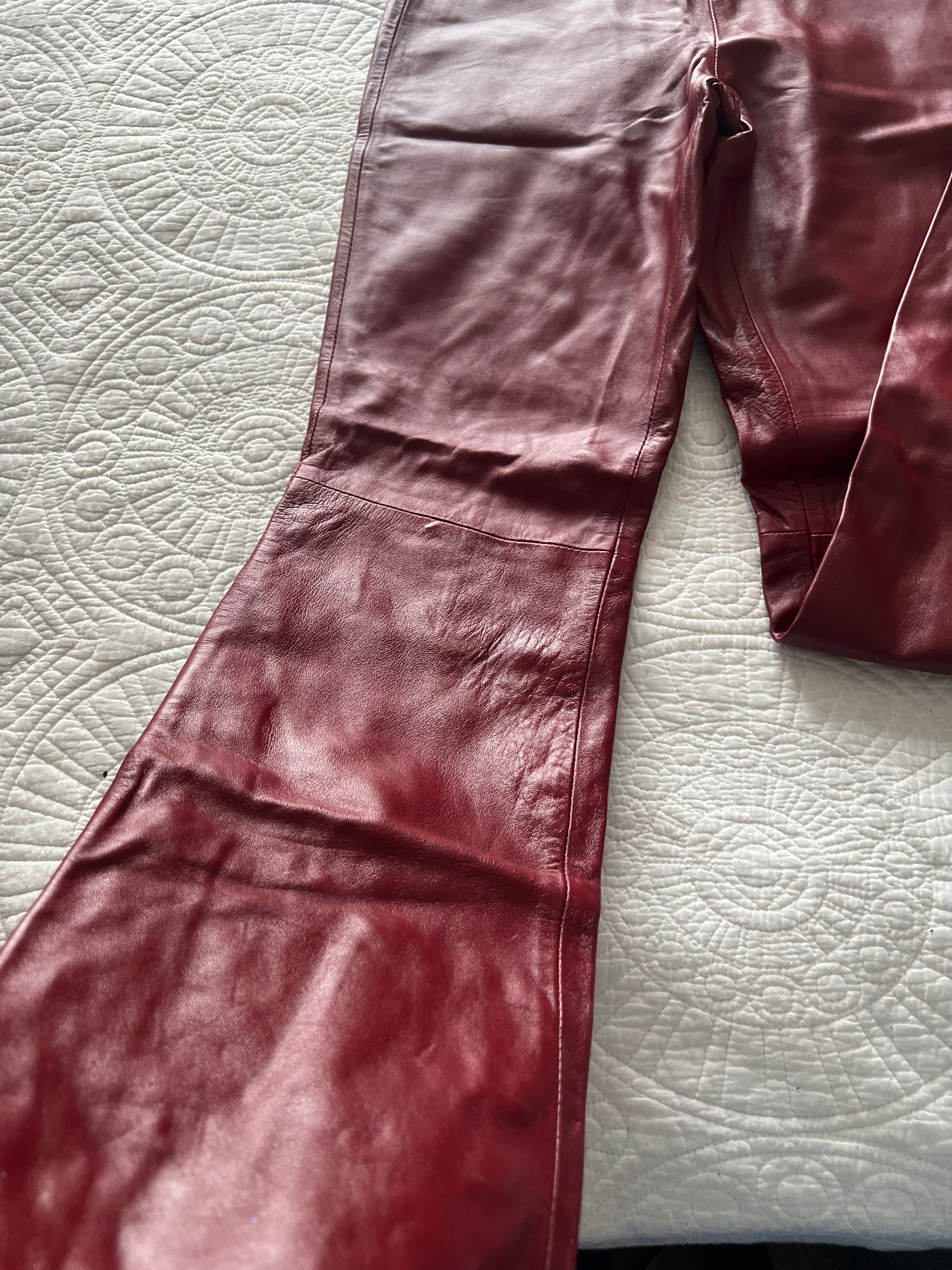 Red leather trousers