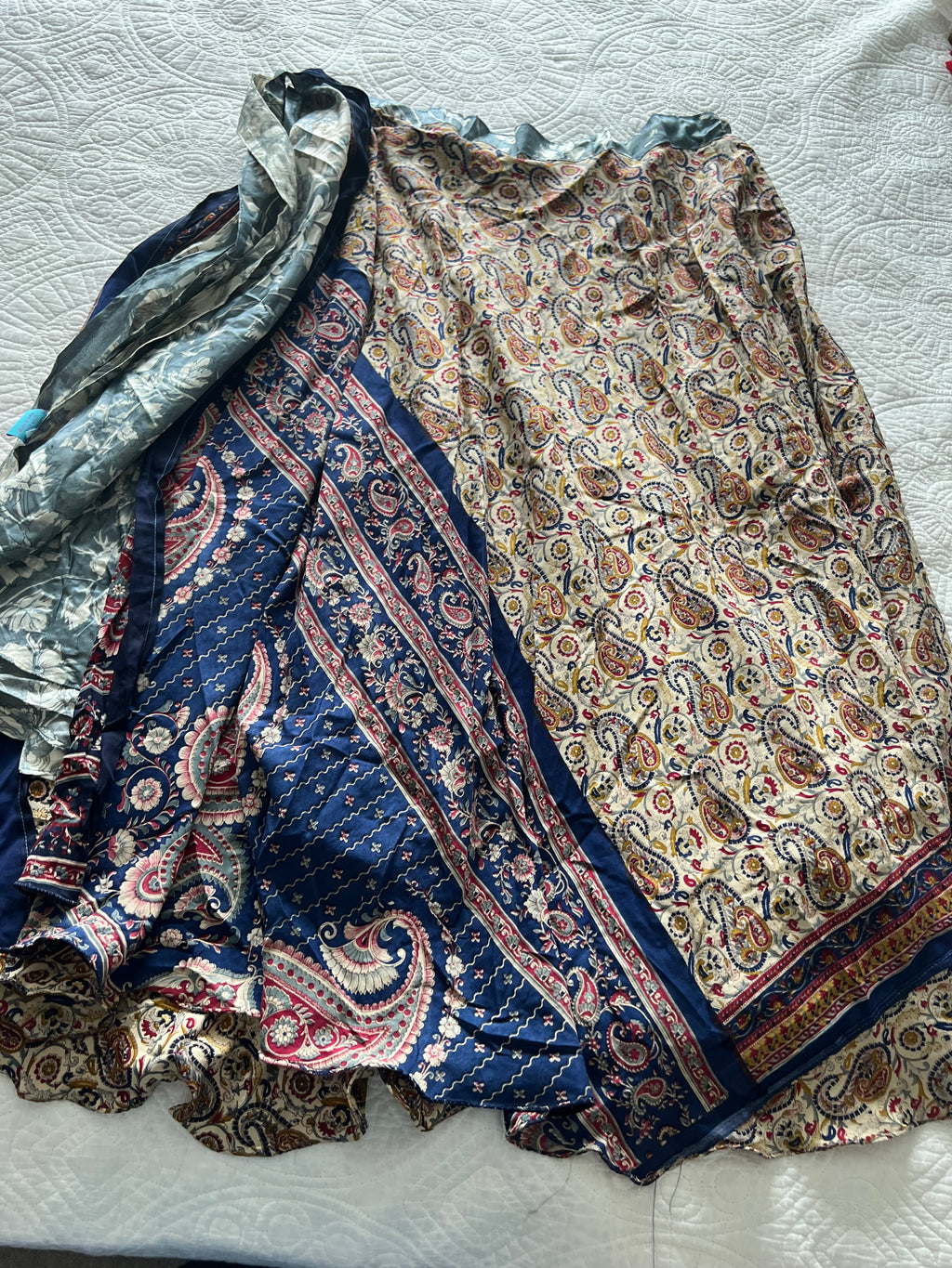 Multi coloured flowy midi skirt