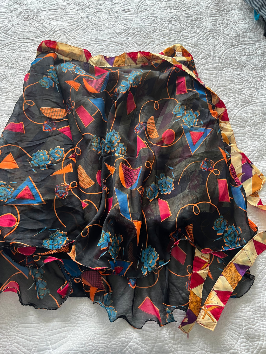 Multi coloured flowy midi skirt
