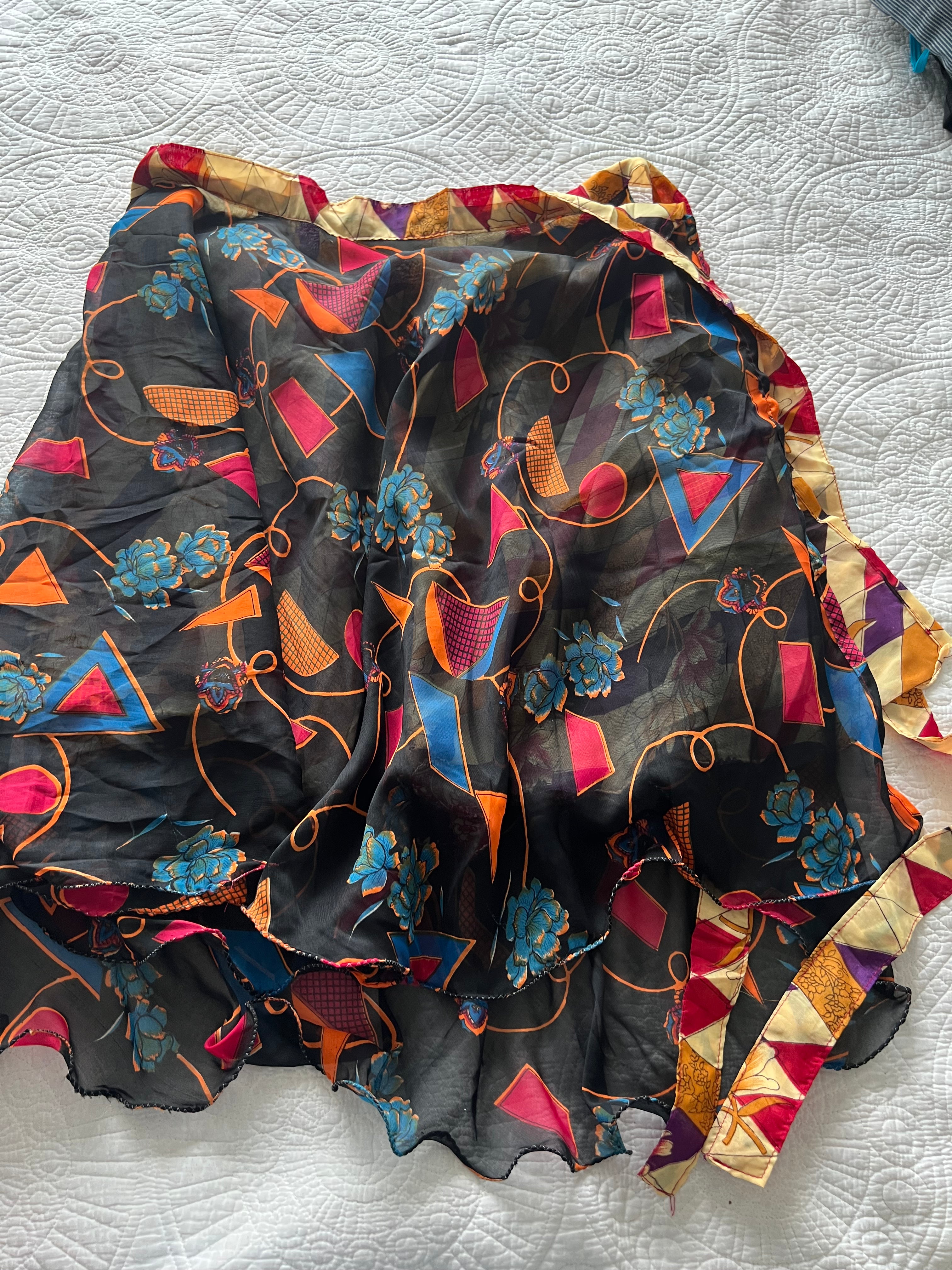 Multi coloured flowy midi skirt