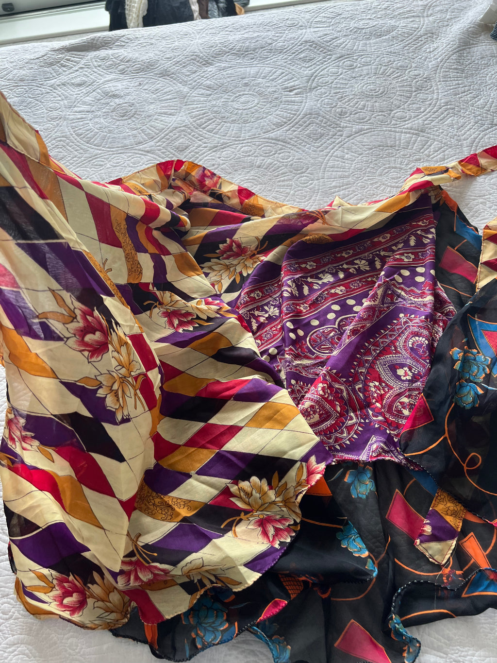 Multi coloured flowy midi skirt