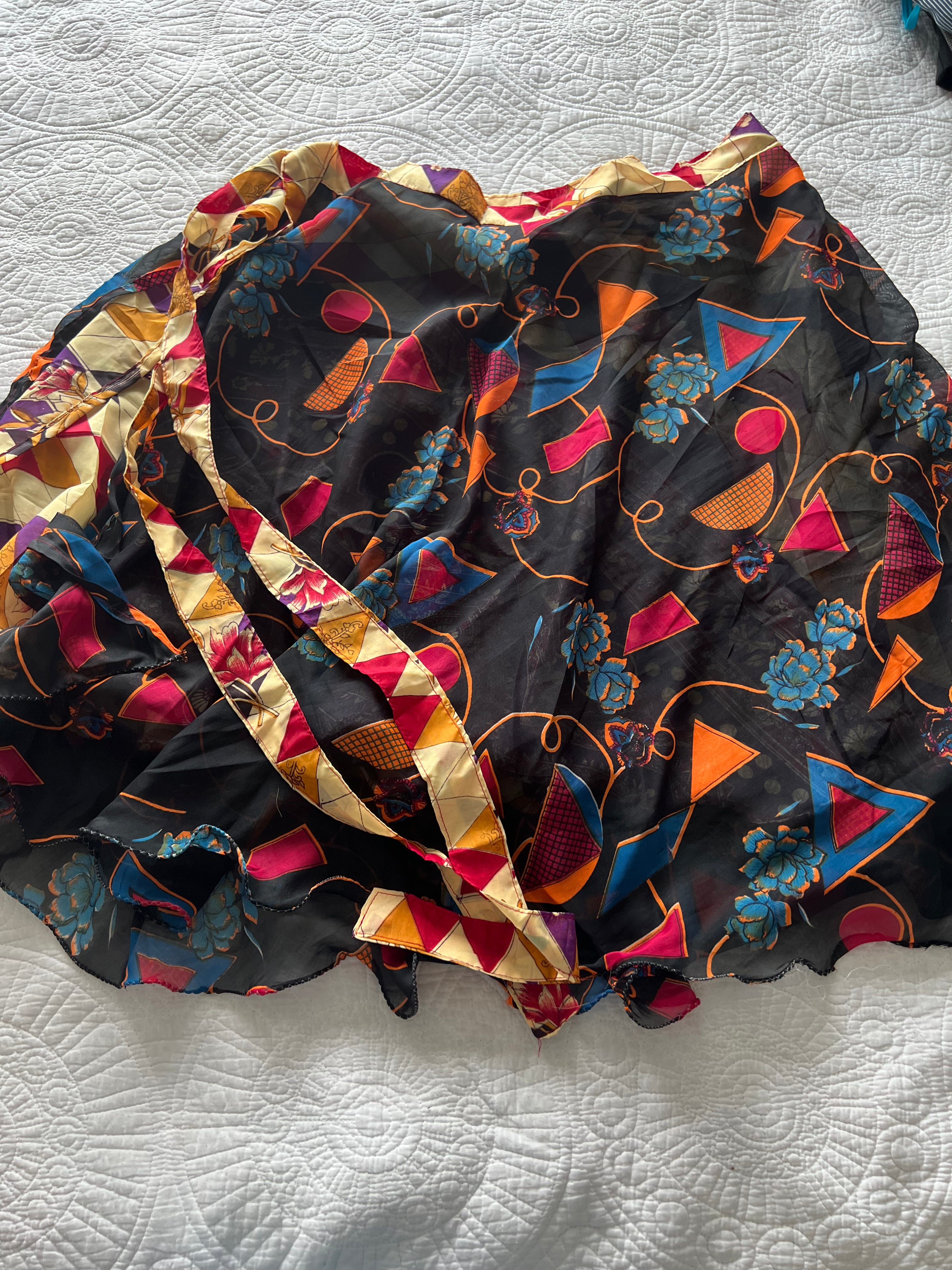 Multi coloured flowy midi skirt