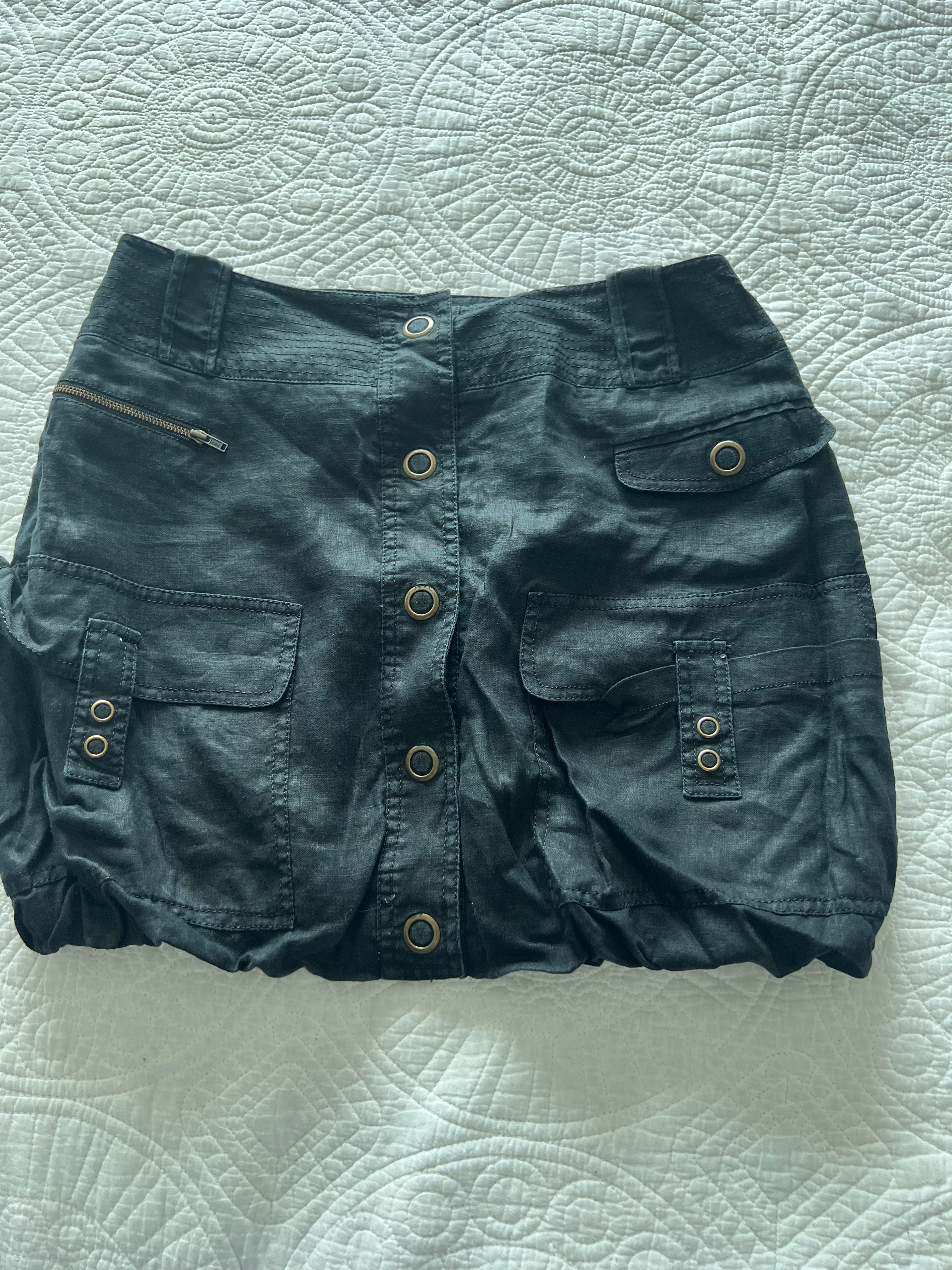 Black button up mini skirt