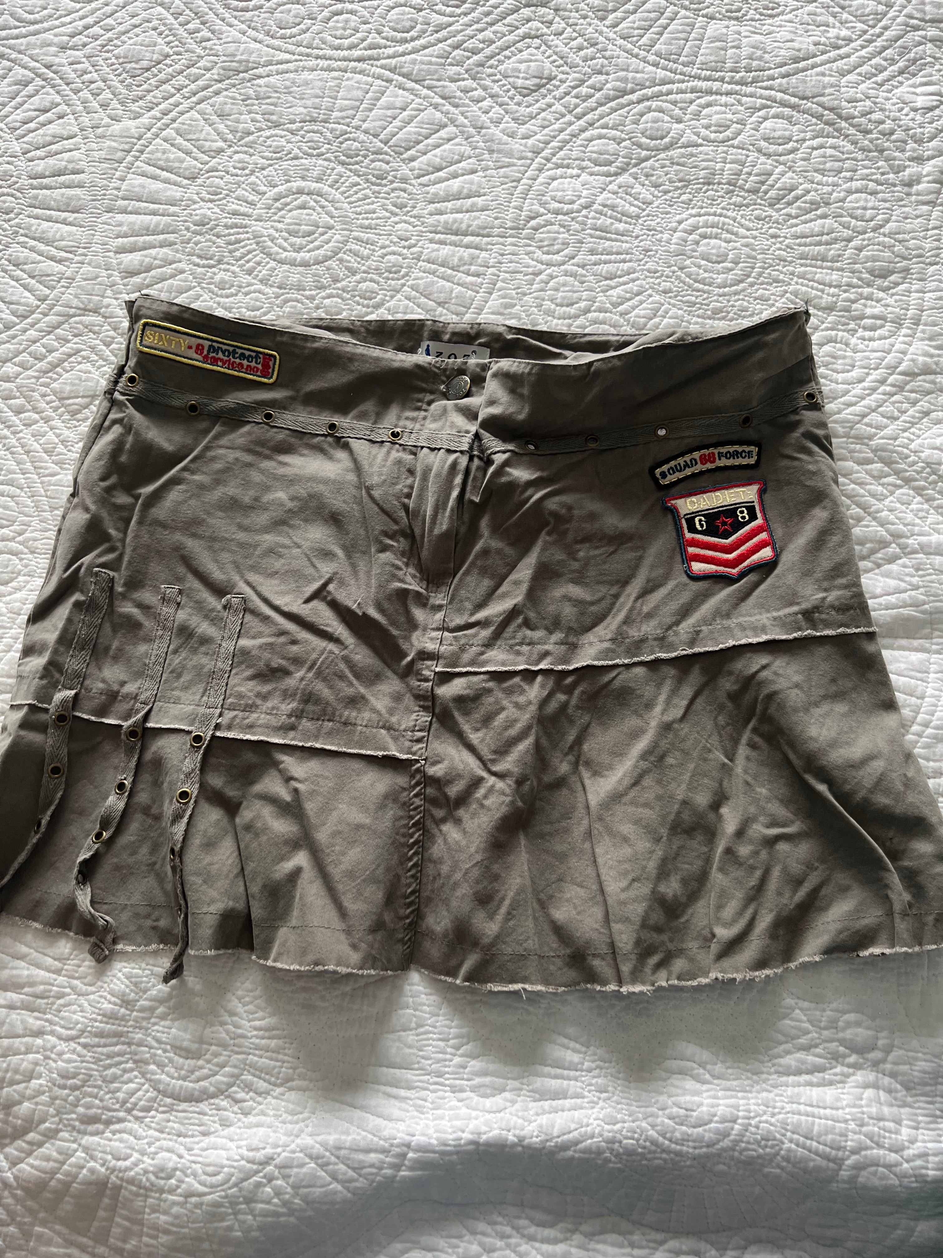 Army green mini skirt