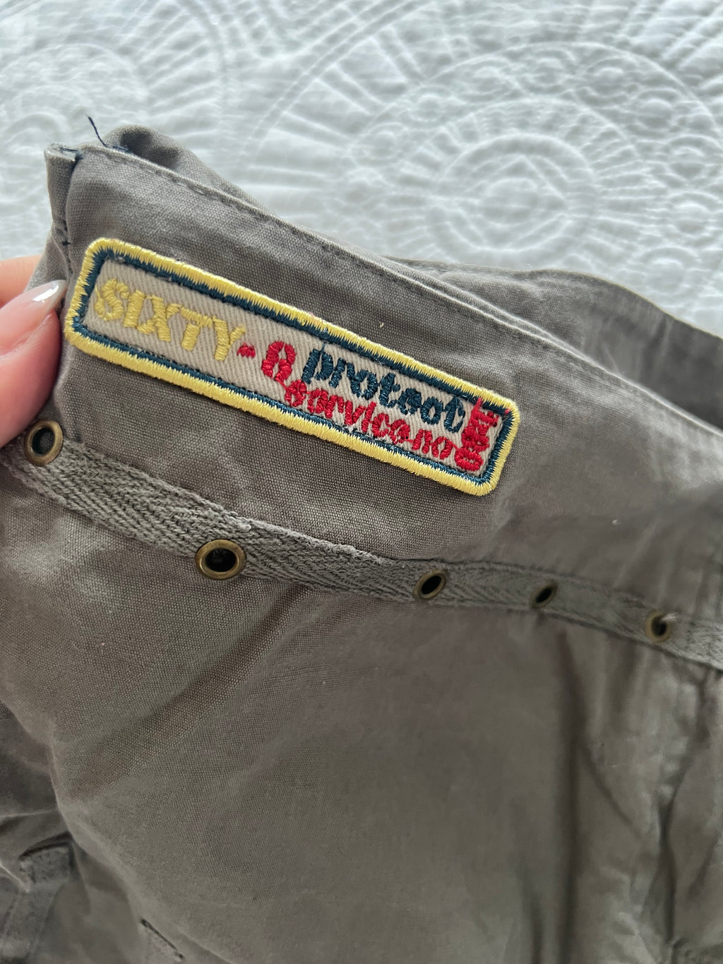 Army green mini skirt