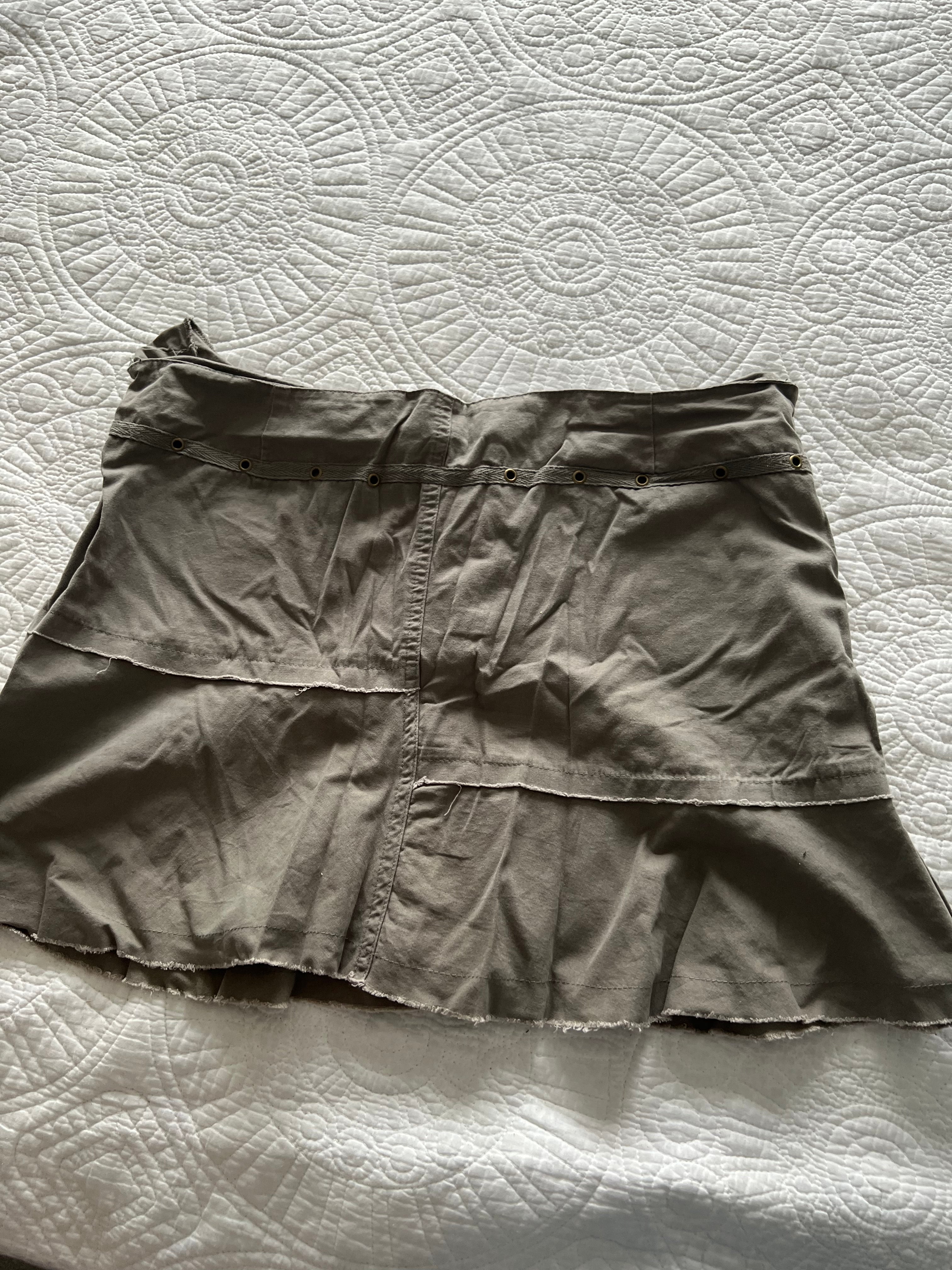 Army green mini skirt