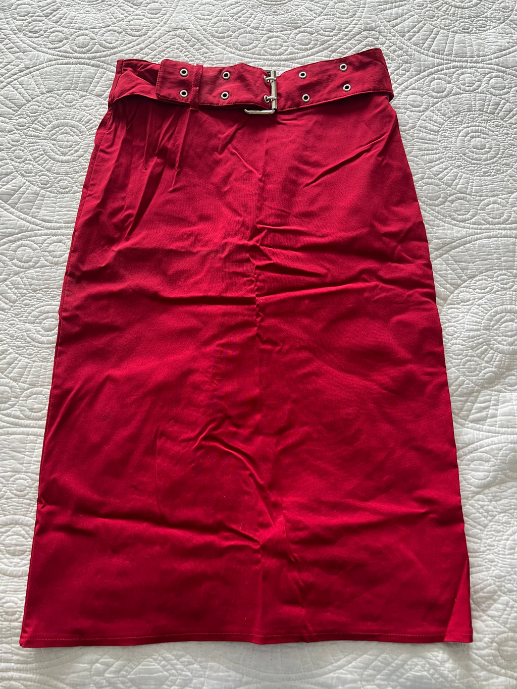 Red midi skirt