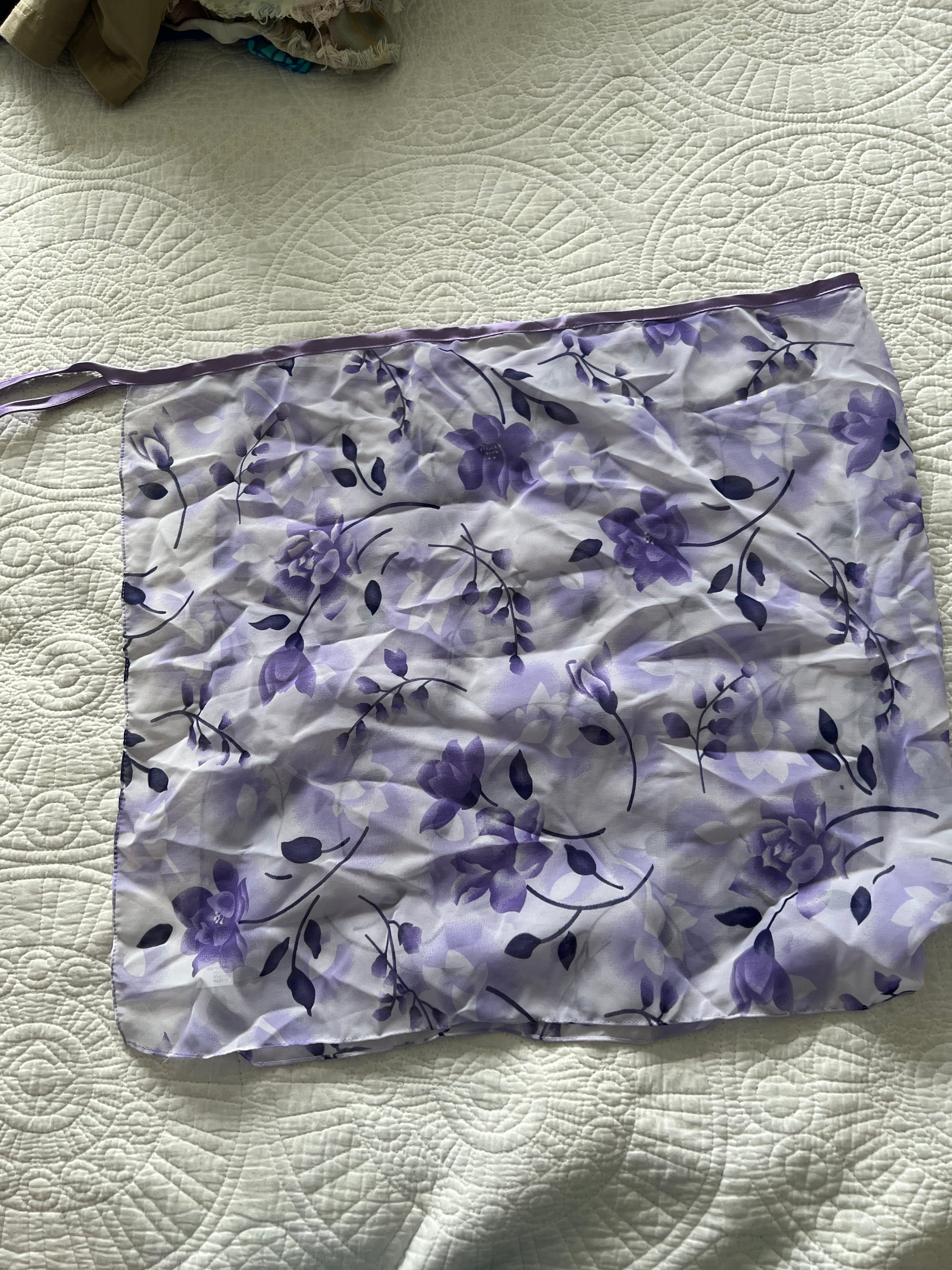 Purple flower print cover up skirt