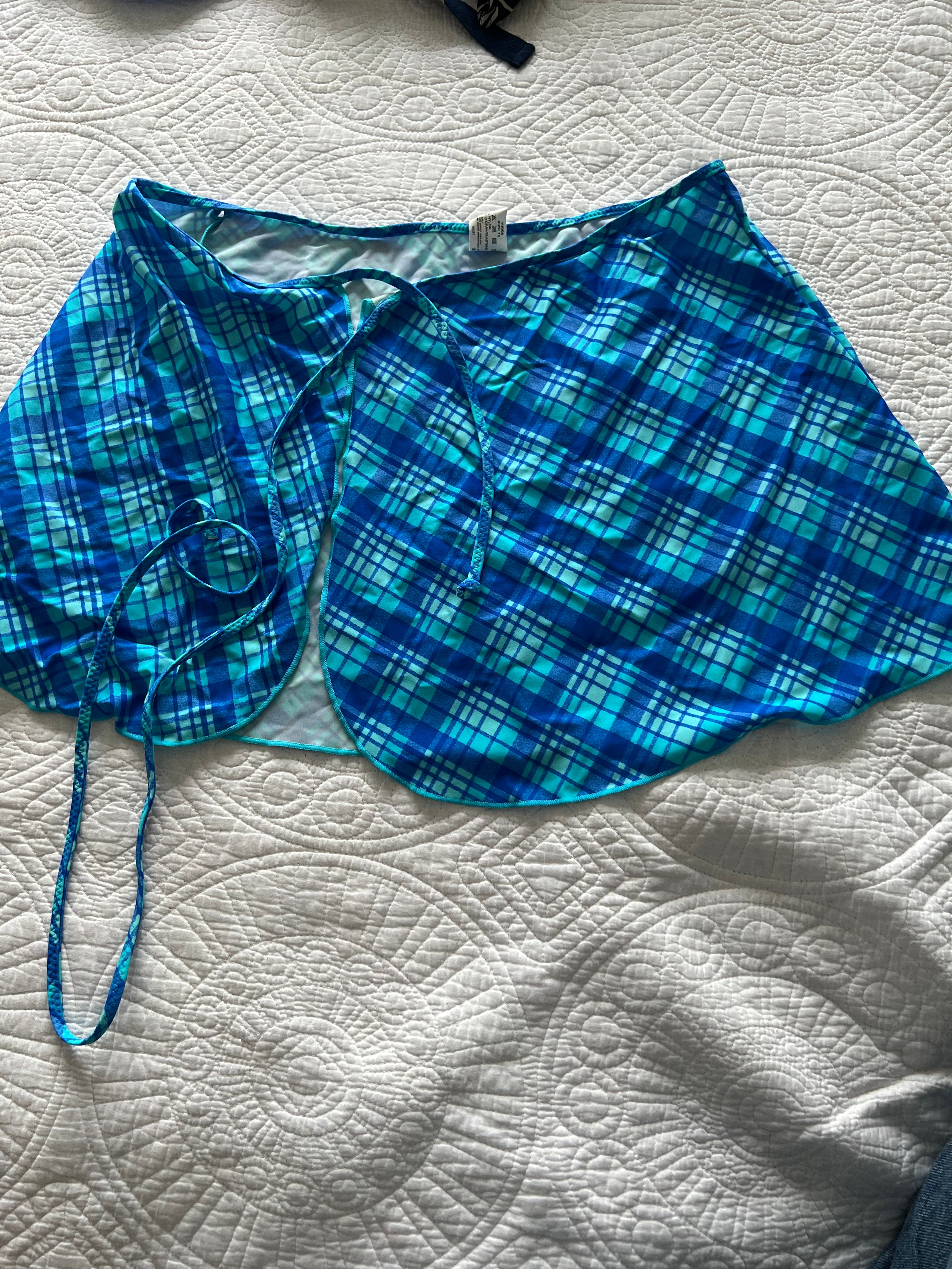 Blue checkered skirt / Bikini cover