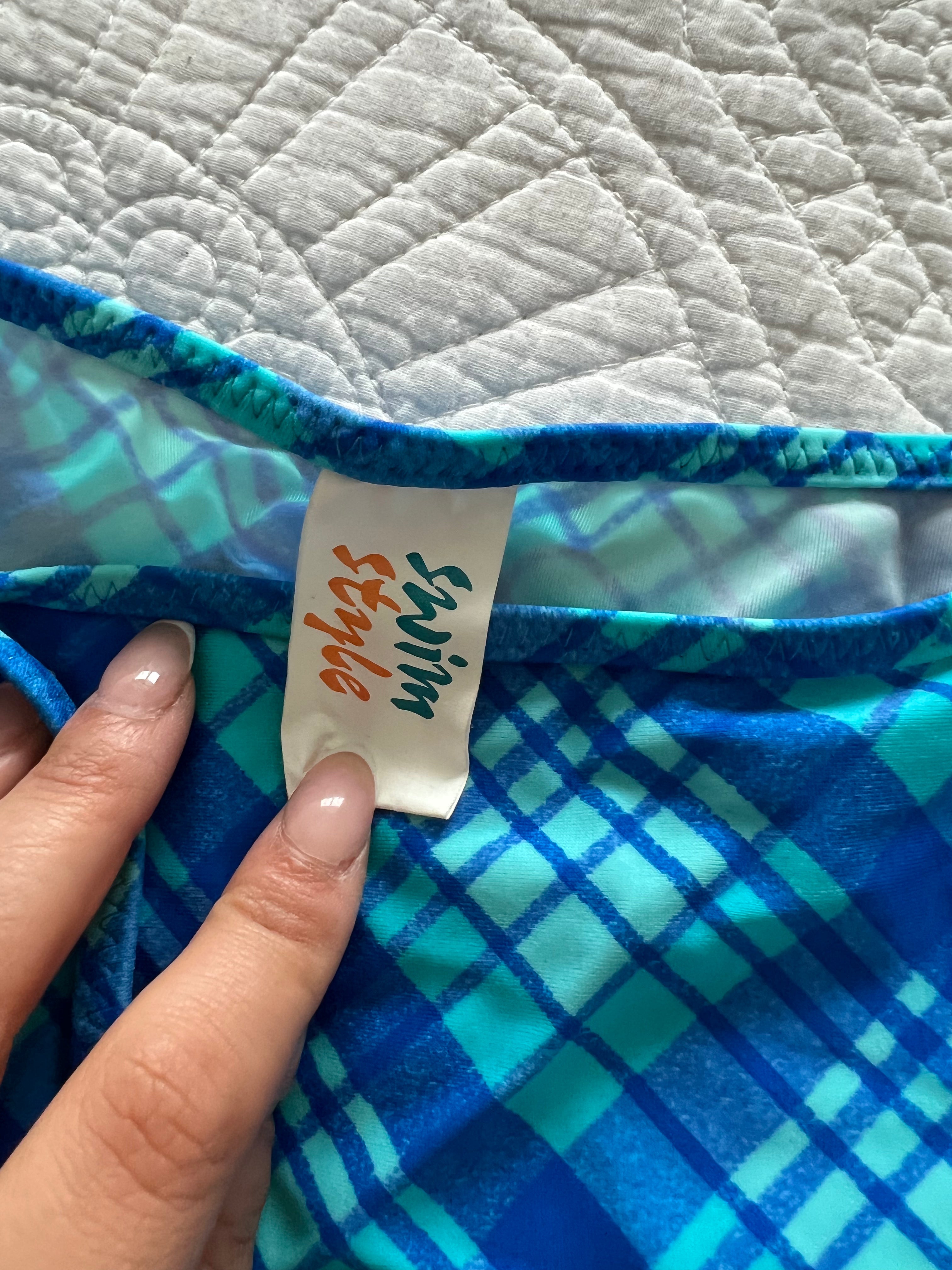 Blue checkered skirt / Bikini cover