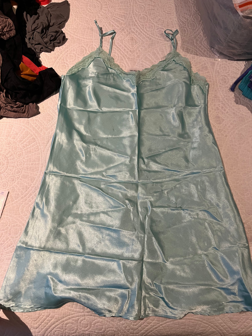 Blue satin like top