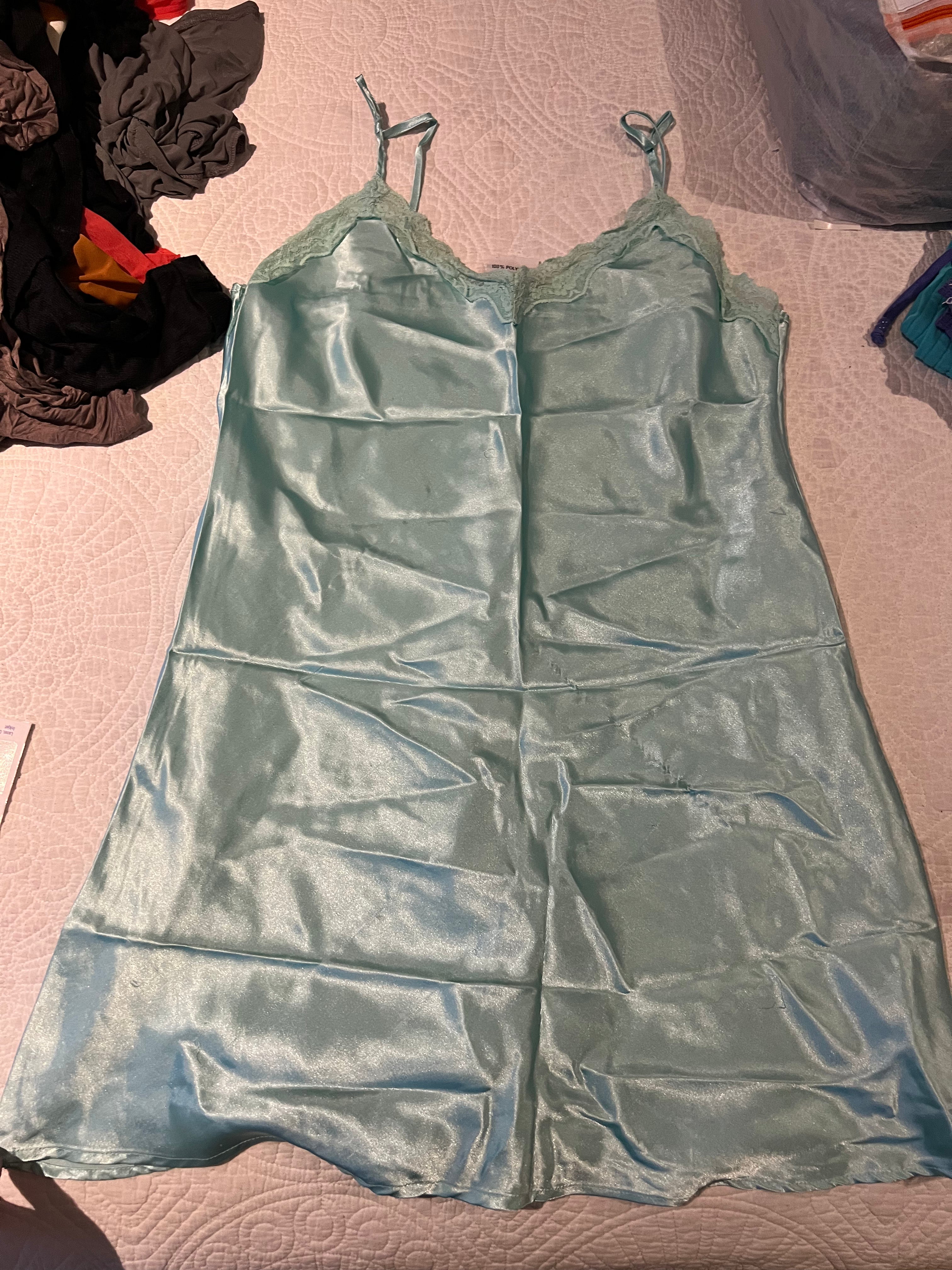 Blue satin like top