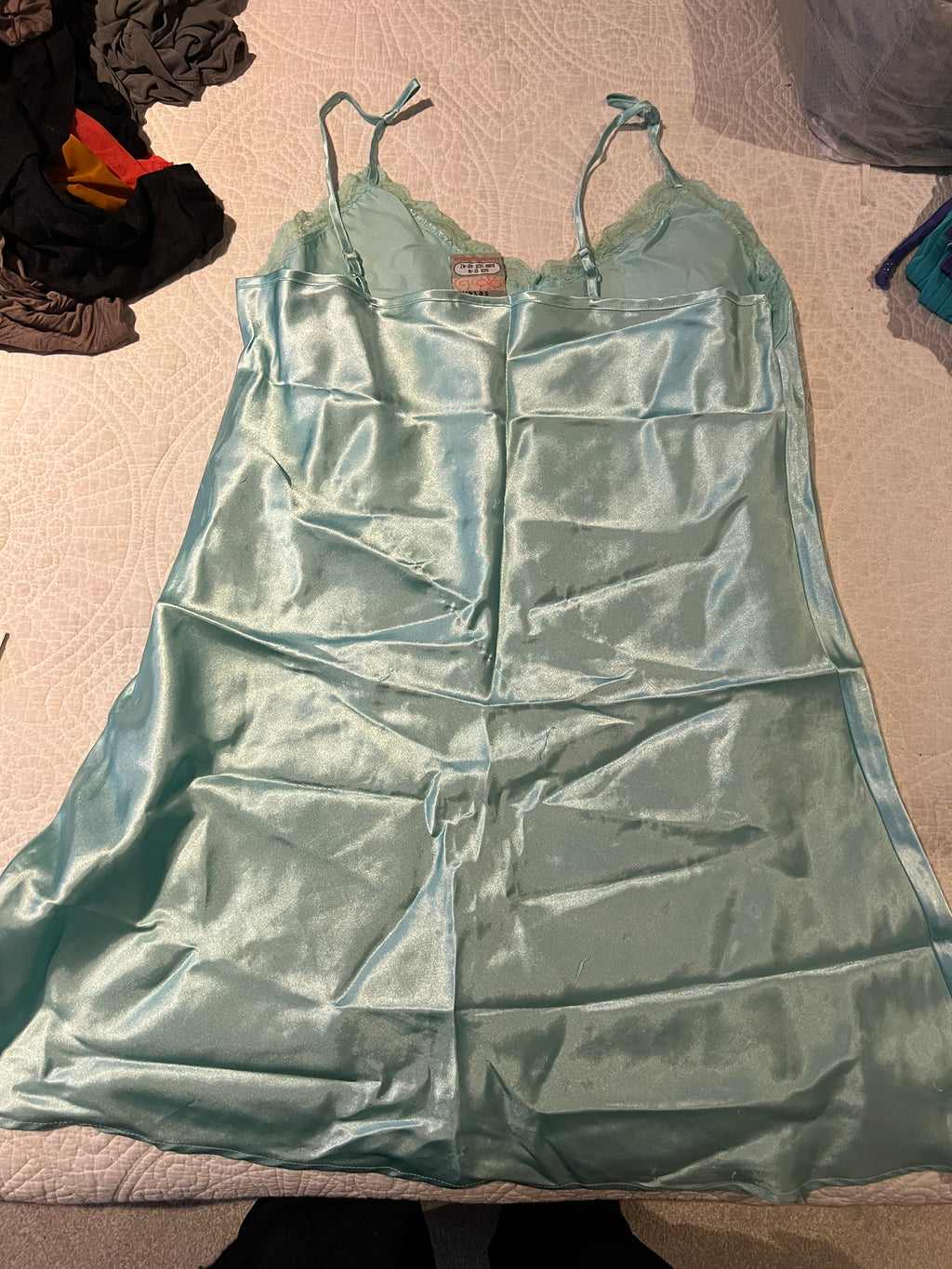 Blue satin like top