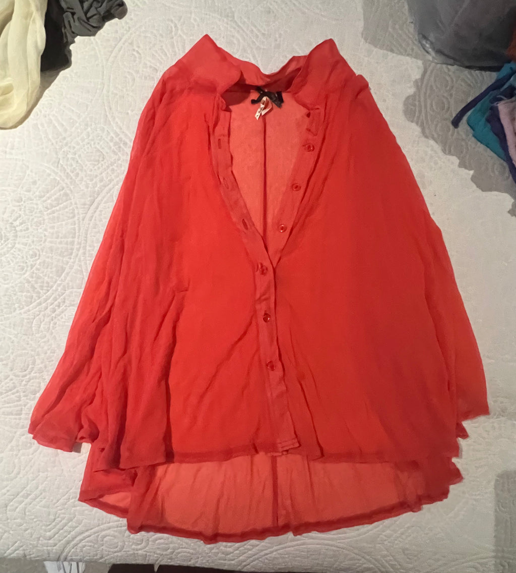Red sheer top