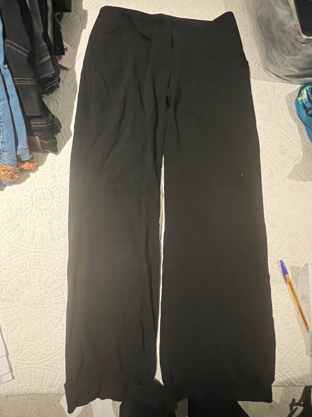 Black straight leg trousers
