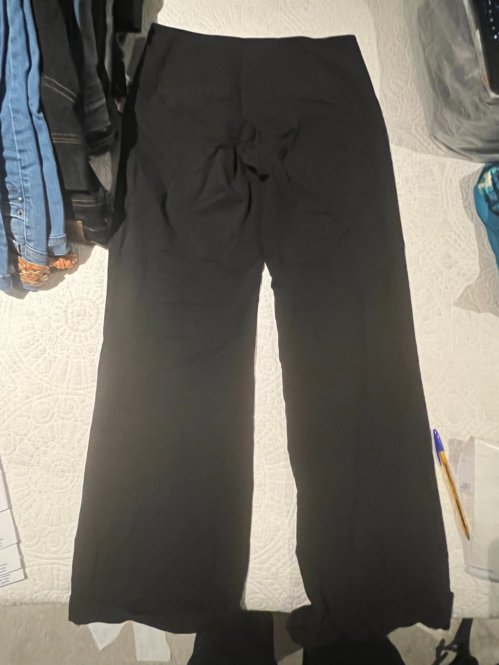 Black straight leg trousers