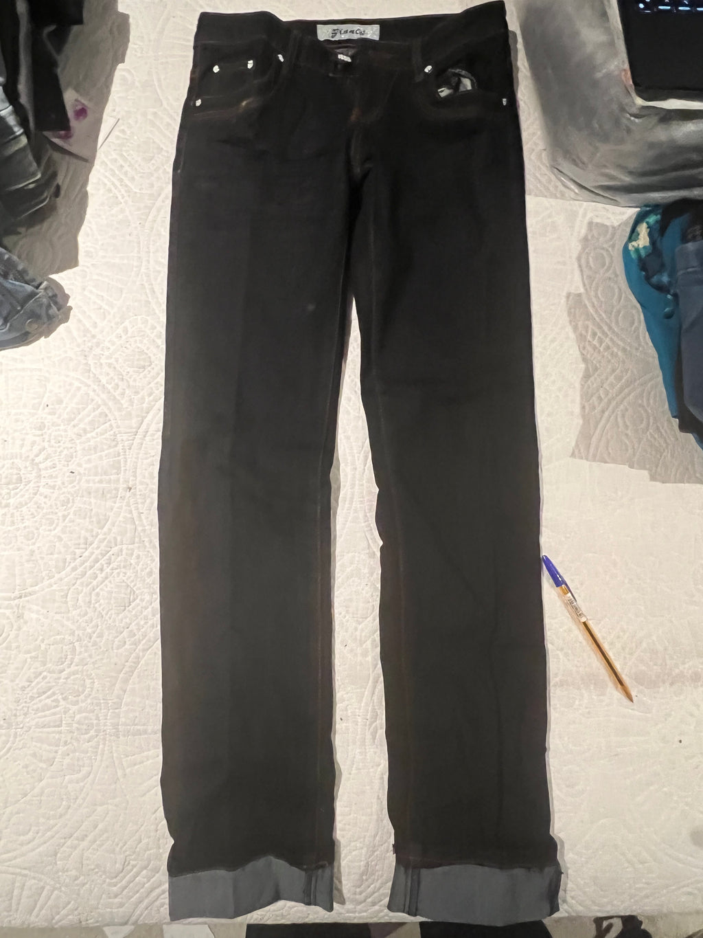 Black straight leg jeans
