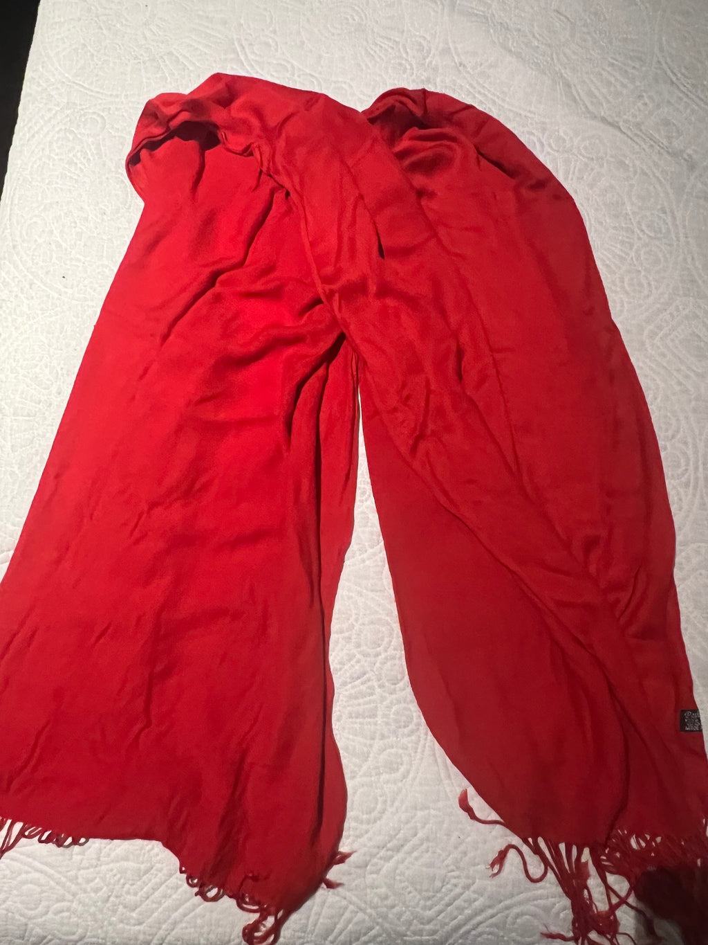 Red scarf with tassels