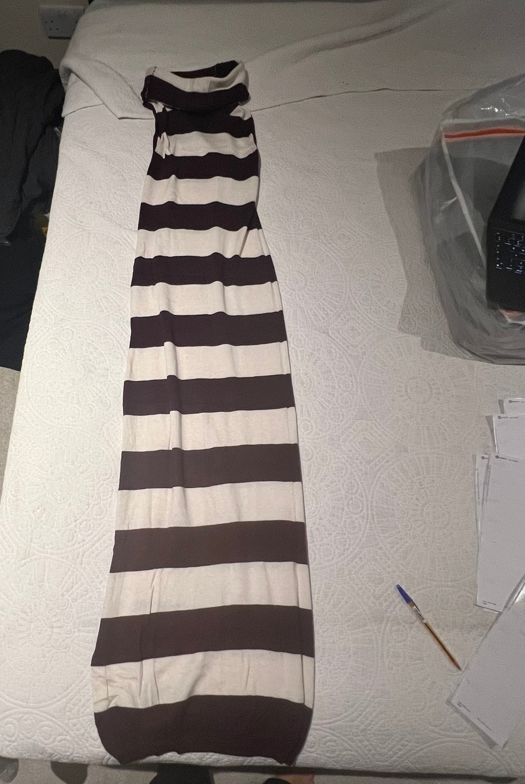 Brown/white stripped dress