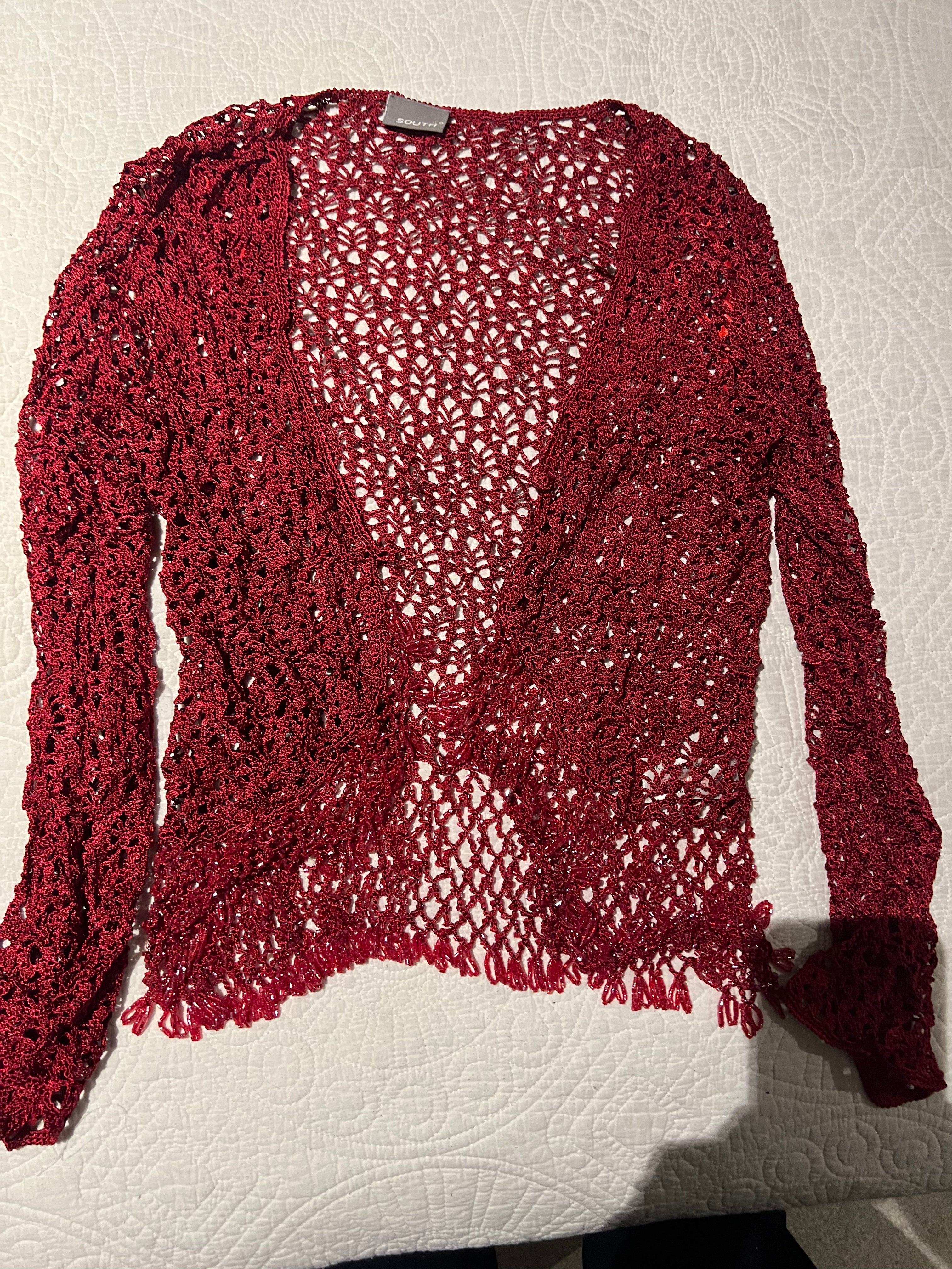 Red cardigan
