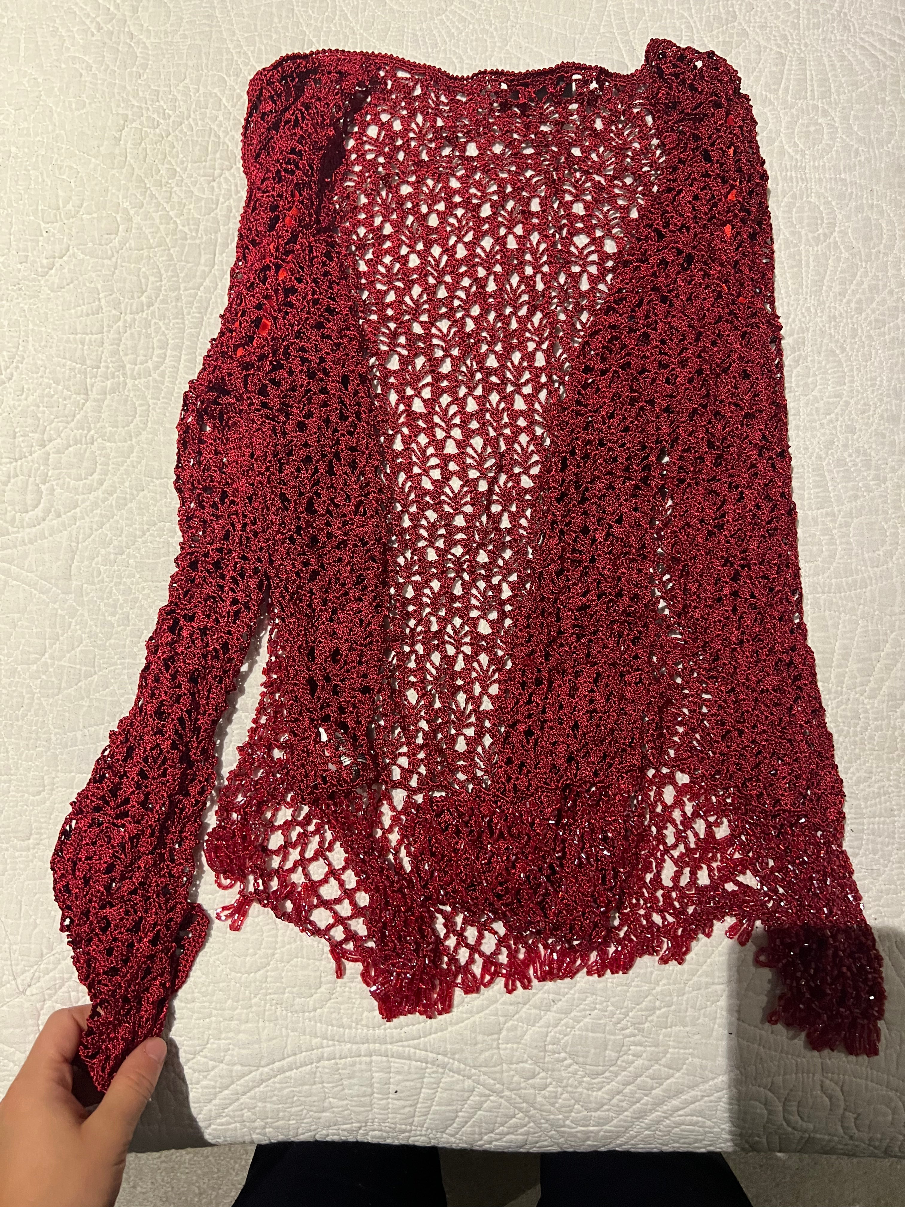Red cardigan