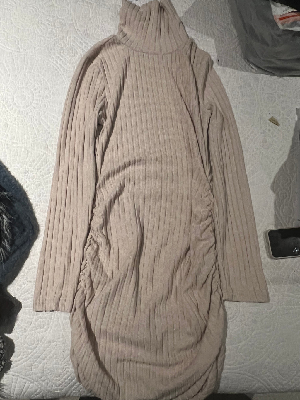 Nude ribbed dress