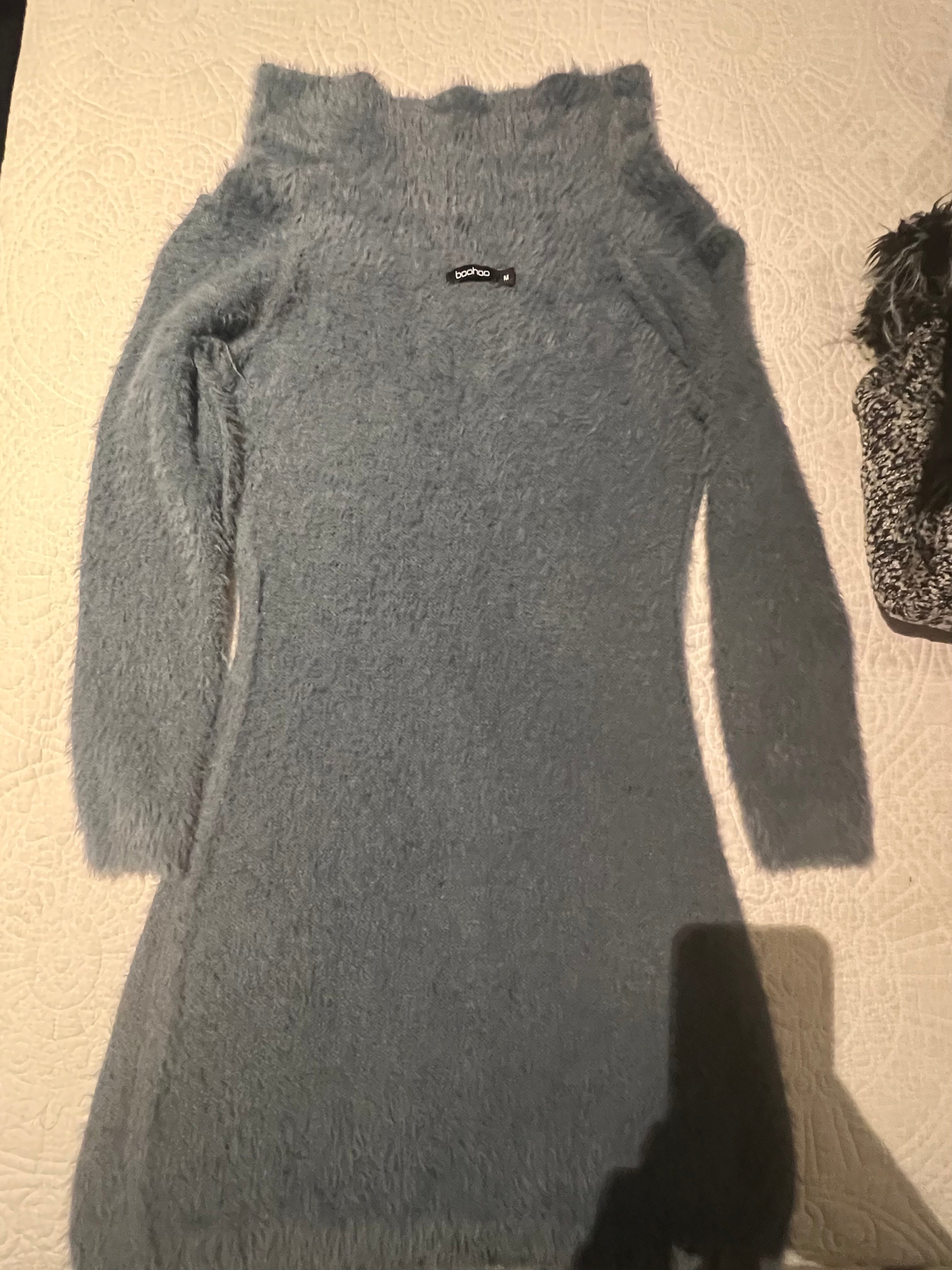 Grey fluffy jumper dress