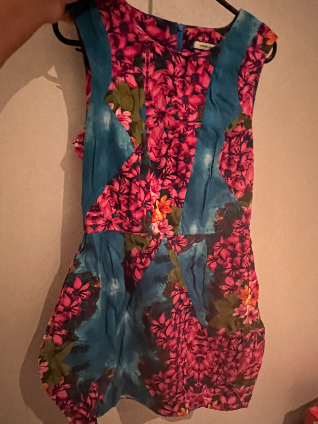 Pink/blue mini dress