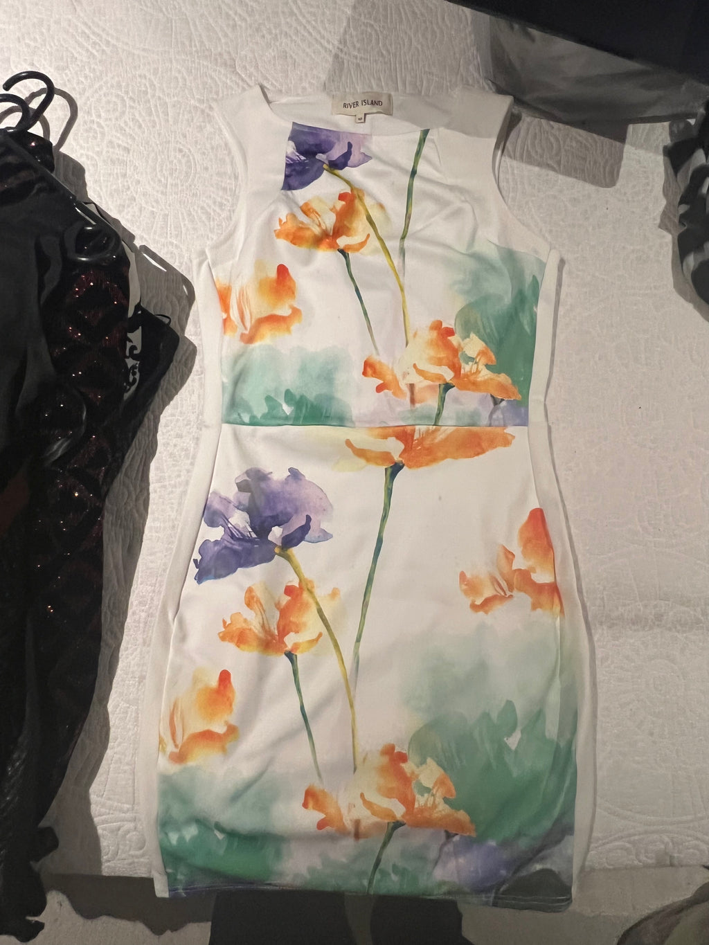 White flower print dress