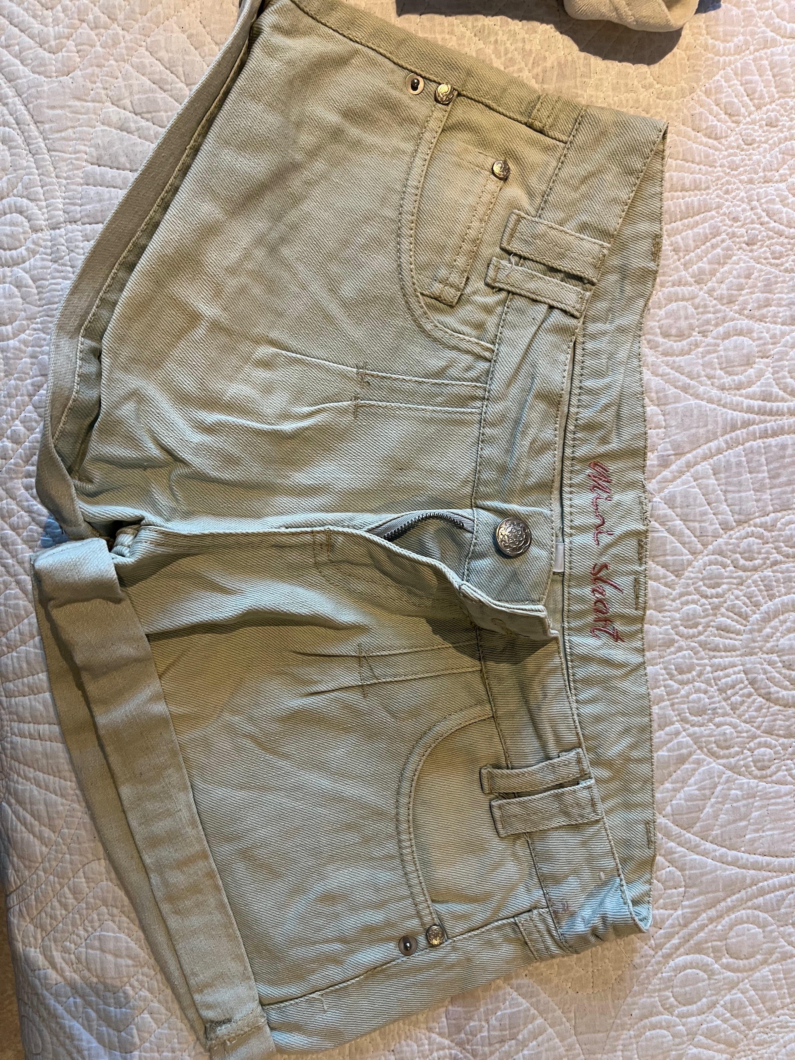 Khaki denim shorts