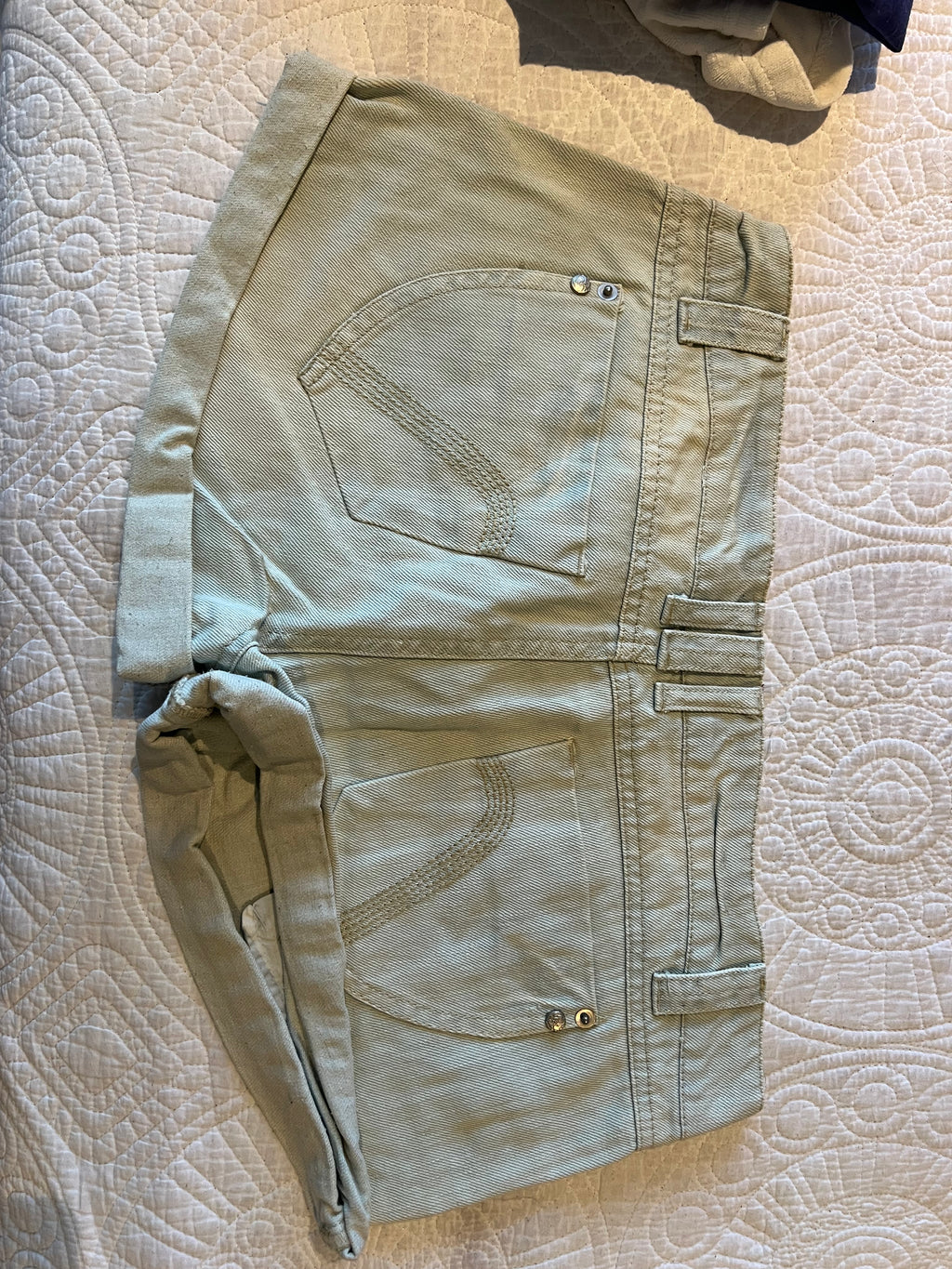 Khaki denim shorts