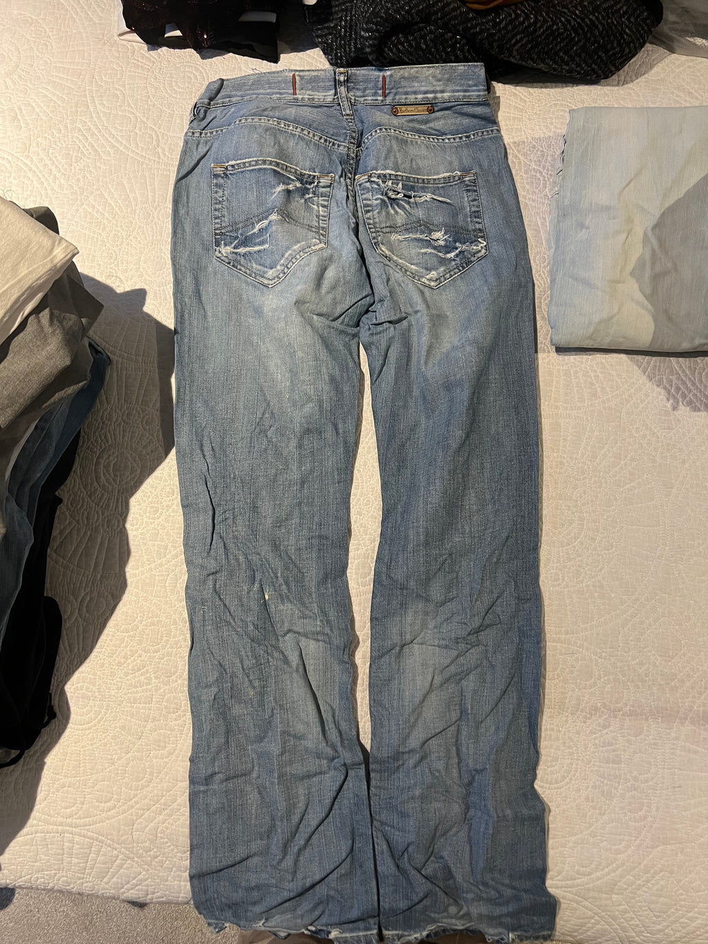 Ripped blue jeans