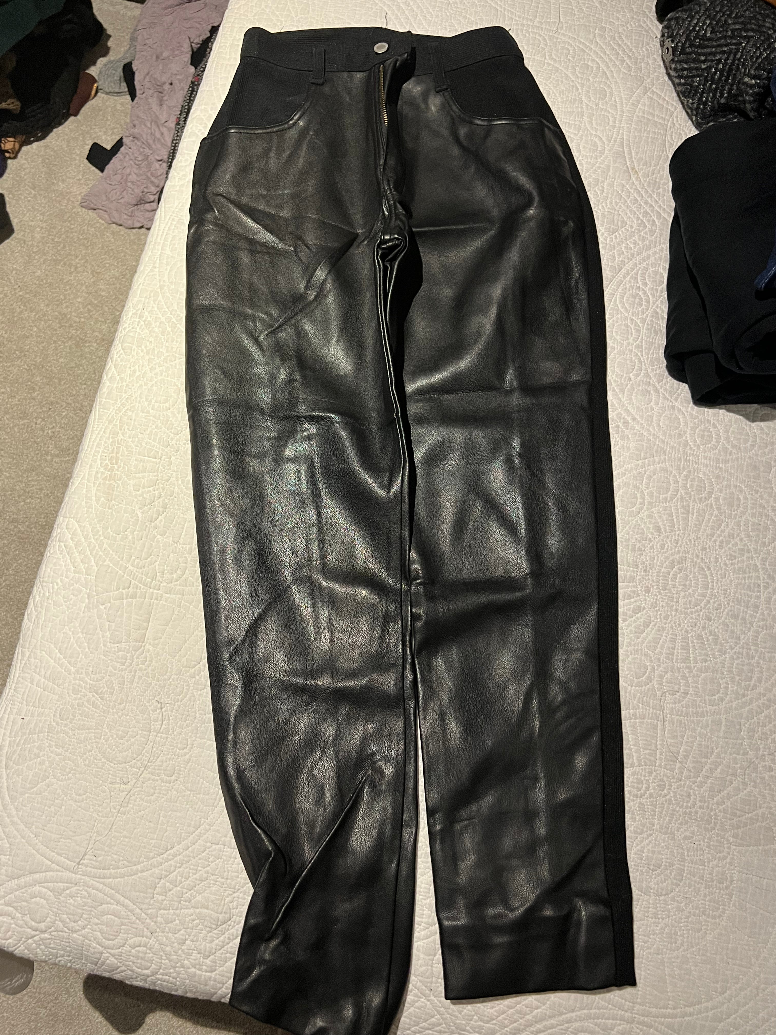 Black leather trousers