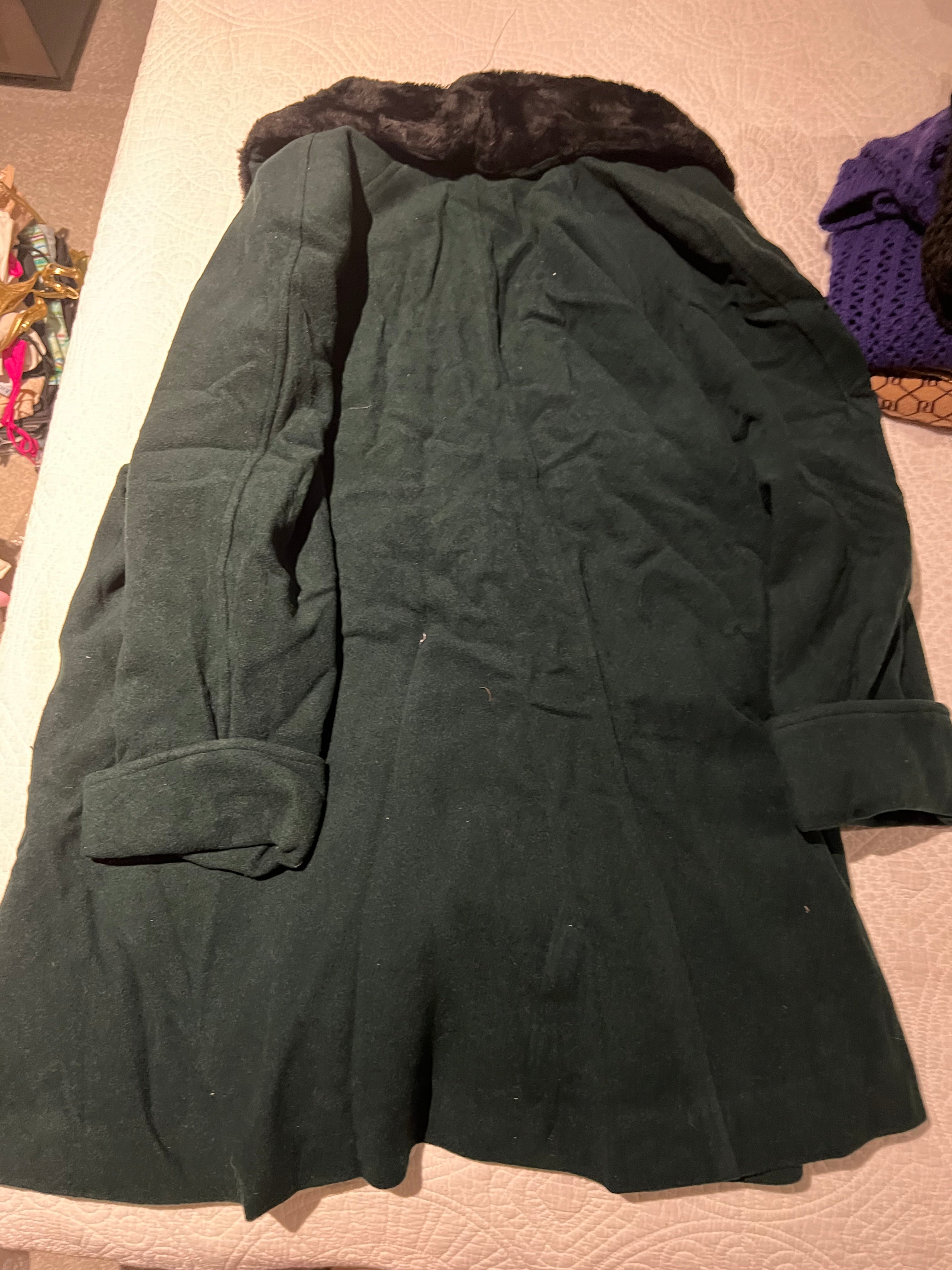Green jacket with faux fur