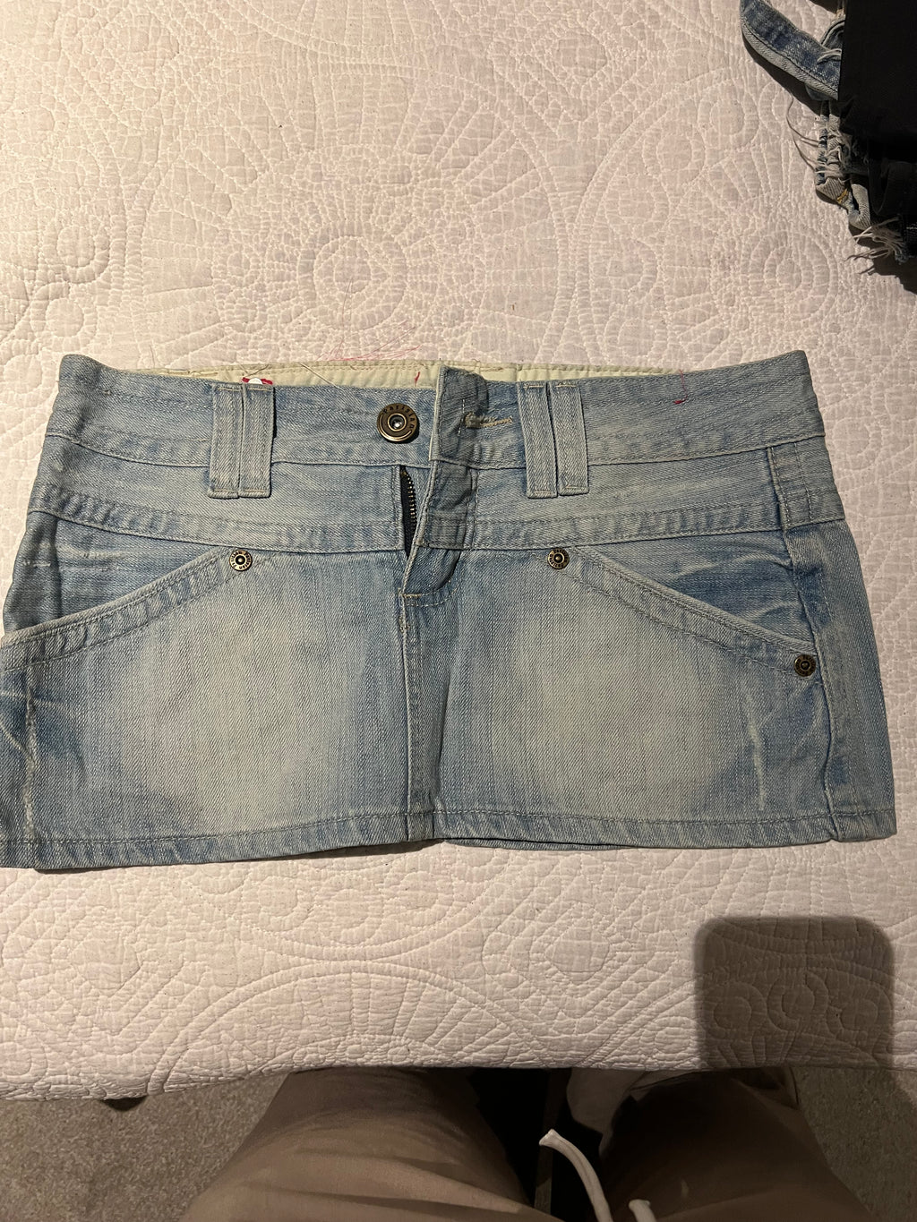 Light denim mini skirt